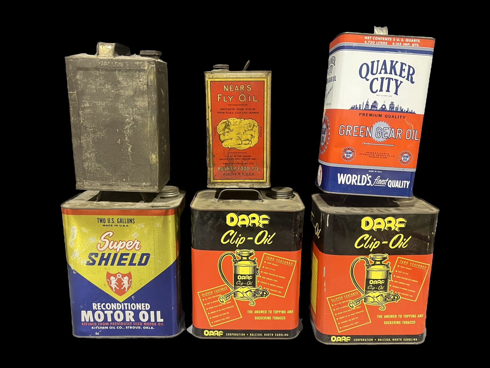 Darf Tobacco Clip Oil Super Shield James B Day Airplane Dope quaker city oil can (1 of 2)