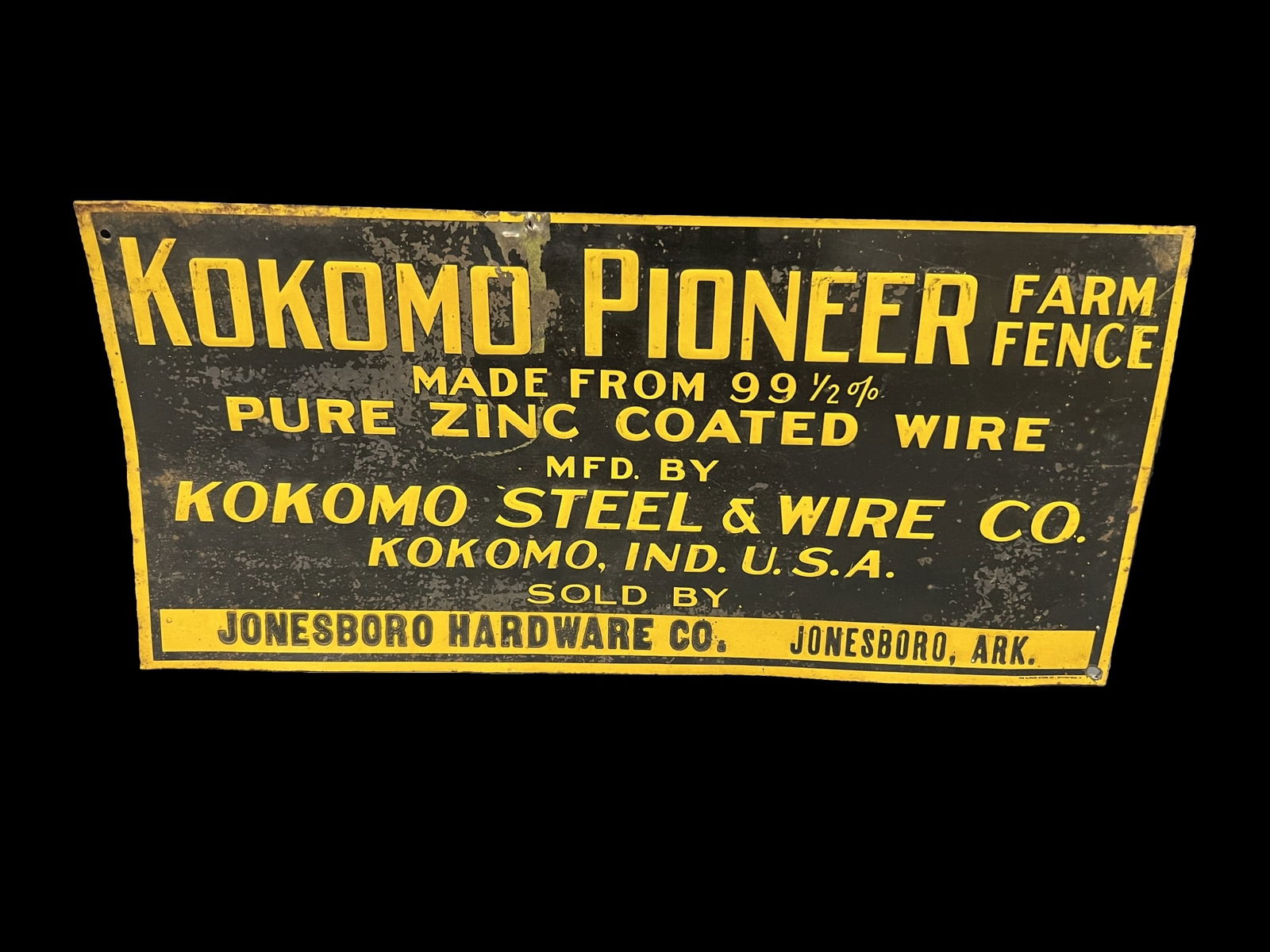 Kokomo pioneer farm fence hardware sign (1 of 1)