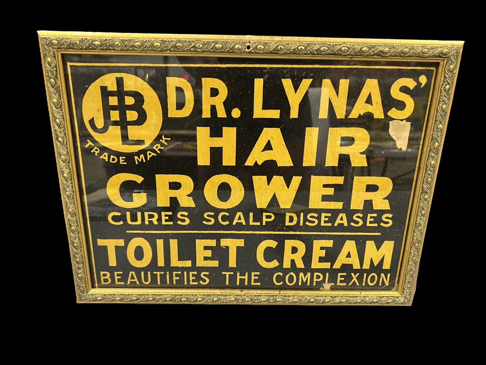 Framed Dr Lynas Hair grower toilet cream sign (1 of 1)