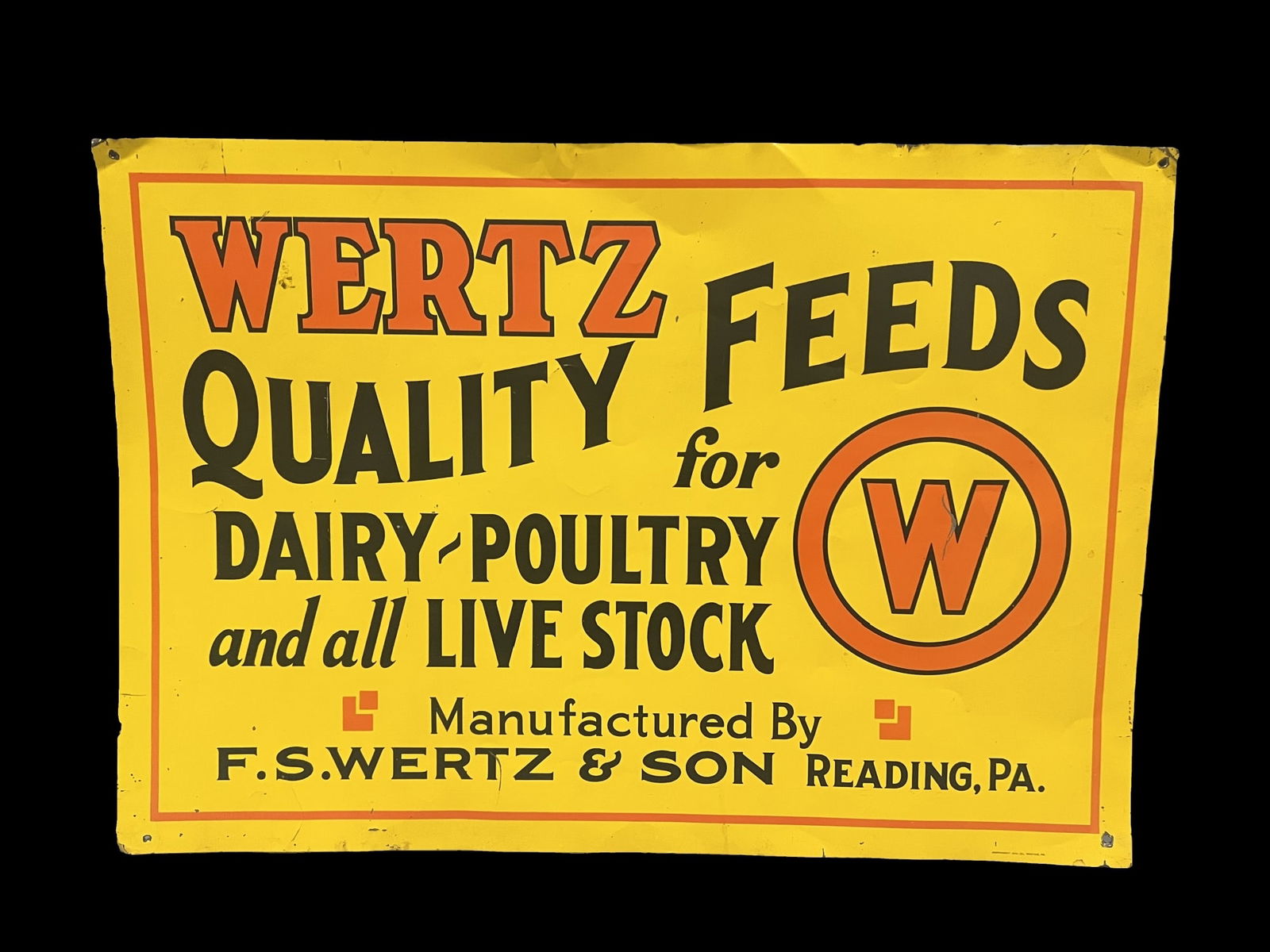 Wertz Quality feeds dairy poultry farming tin metal sign (1 of 1)