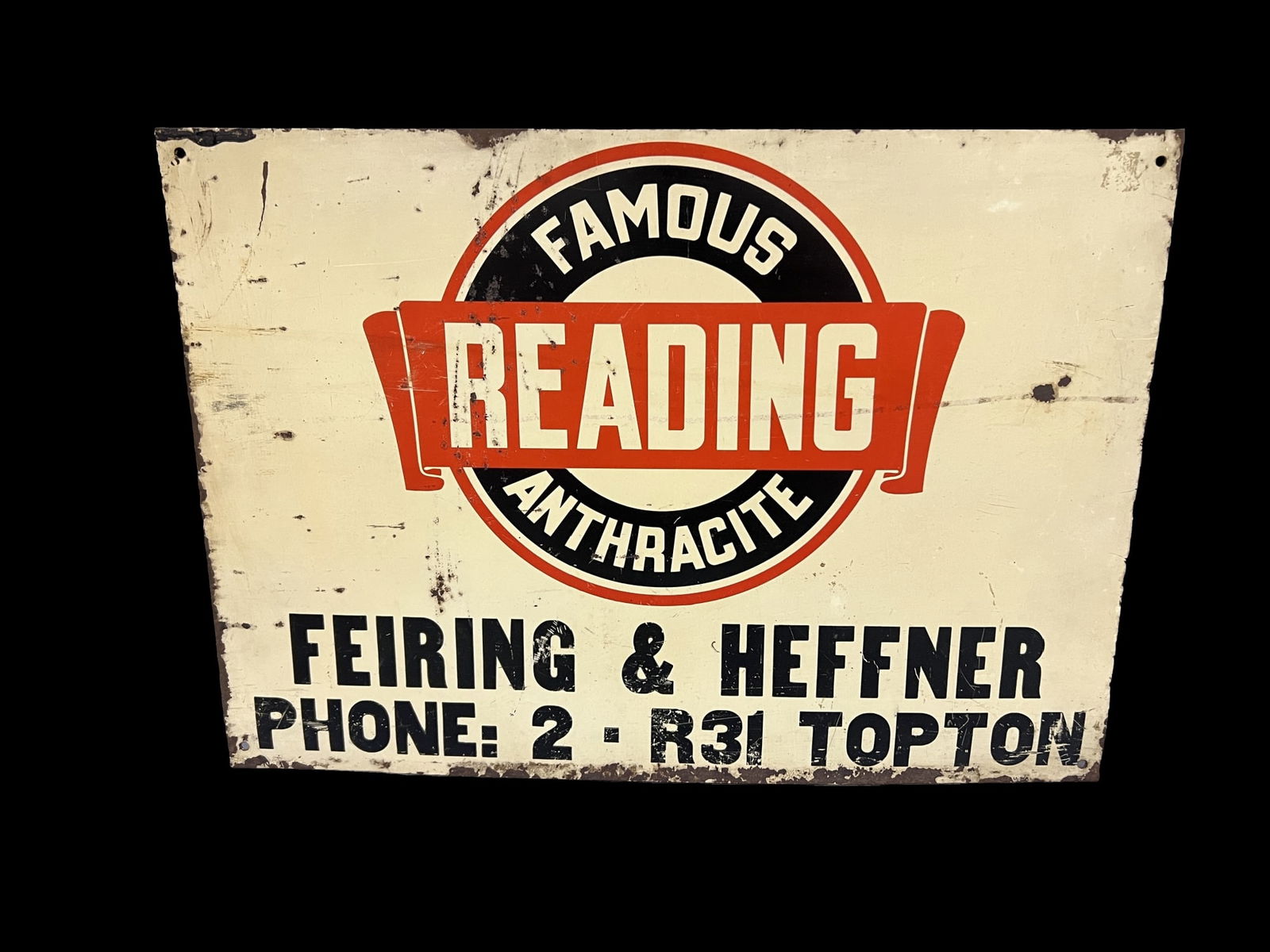 Famous reading anthracite tin metal sign (1 of 1)