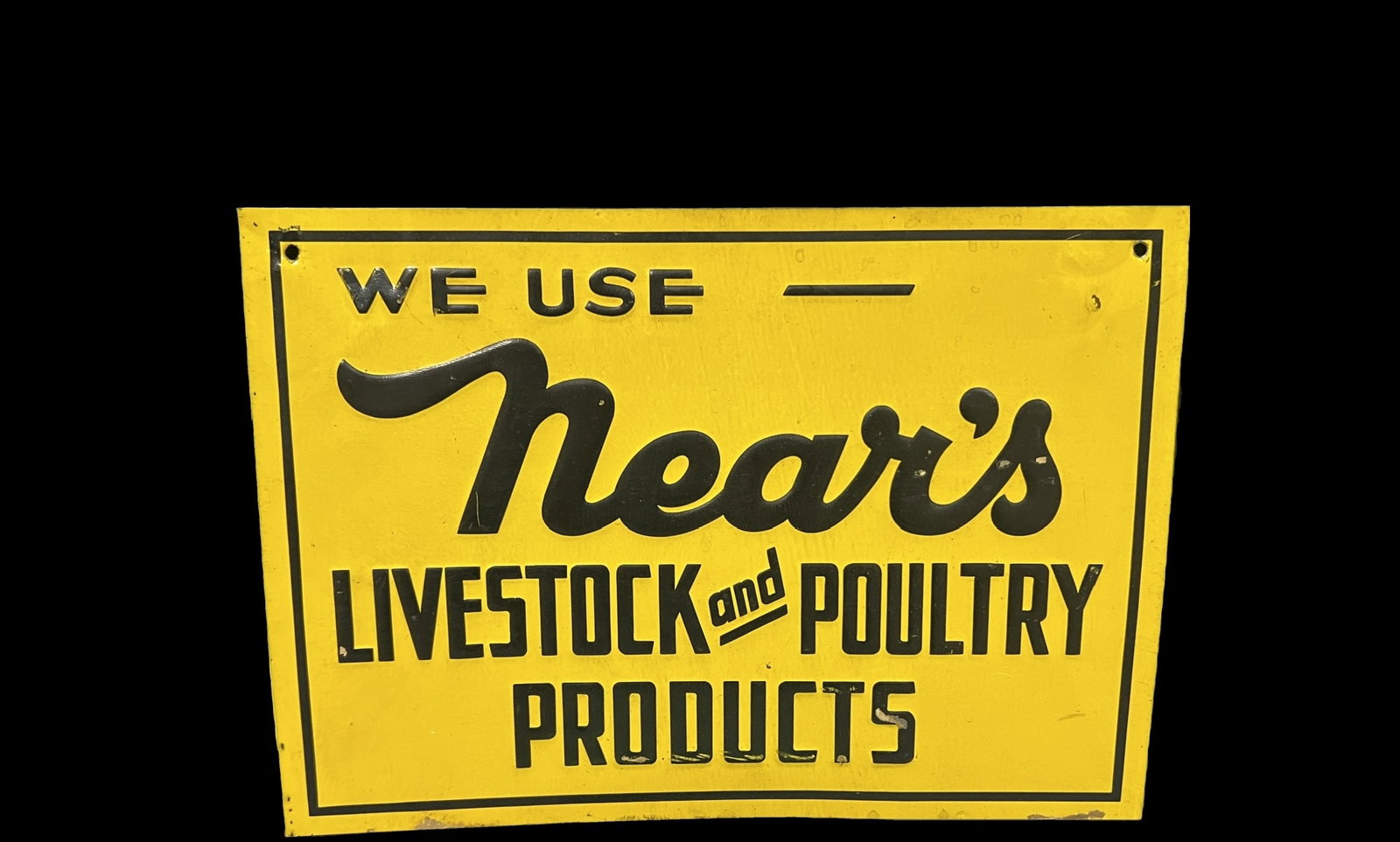 Mears livestock and poultry farming tin metal sign: Great as an outdoor hanger or country store. 14" H x 10" W.