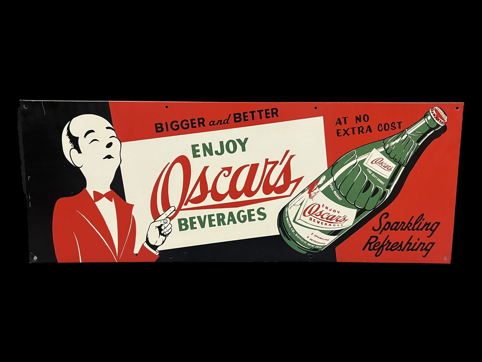 Oscars bigger and better beverages tin metal soda sign (1 of 1)
