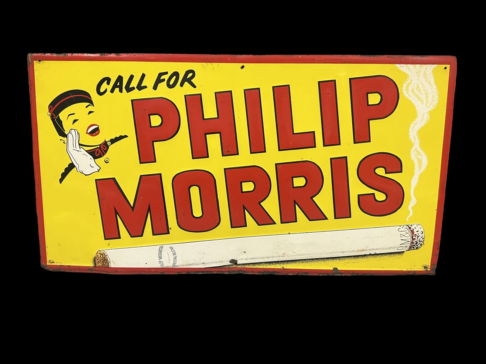 Call for Philip Morris cigarette tobacco cigar tin metal sign (1 of 1)