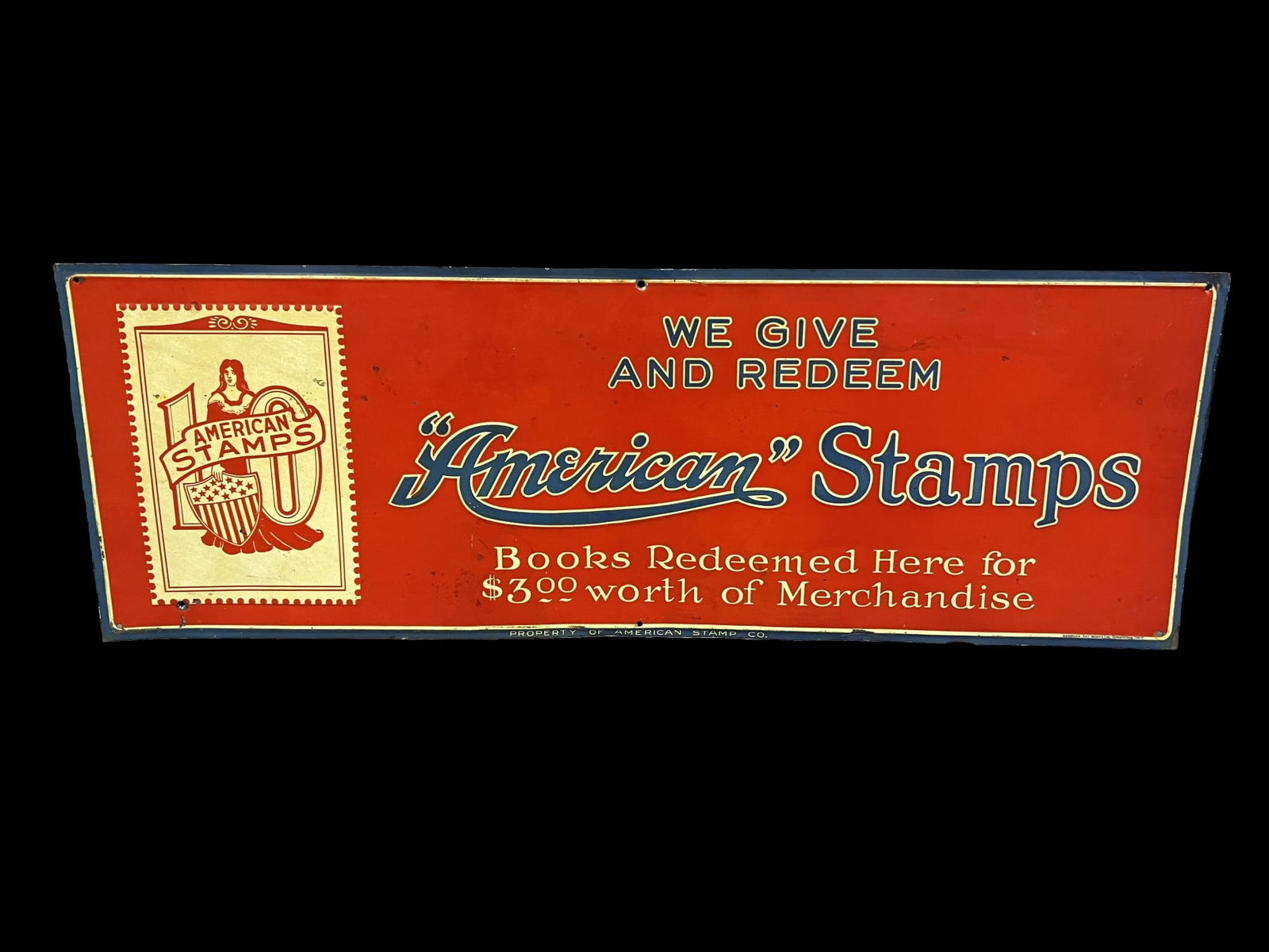 American stamps tin metal country store sign (1 of 1)
