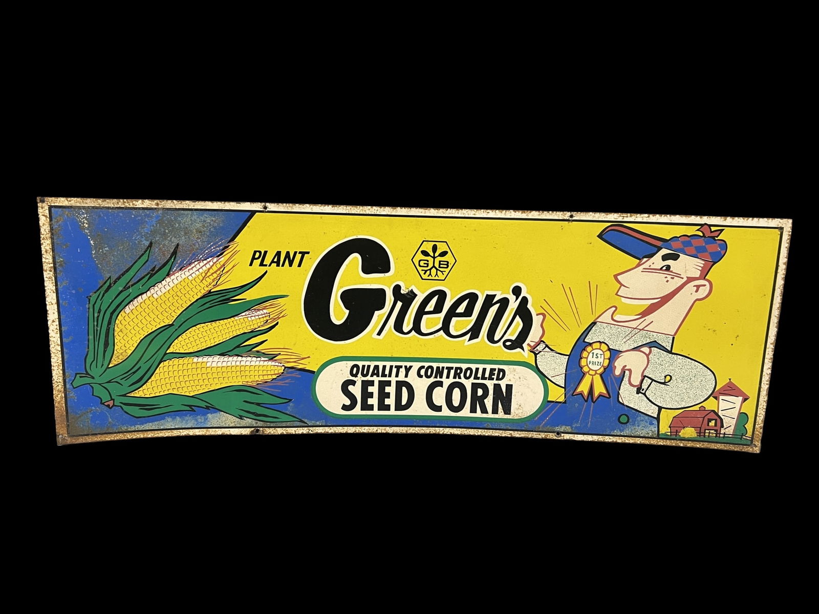 Plant Green's corn farming tin metal sign (1 of 1)