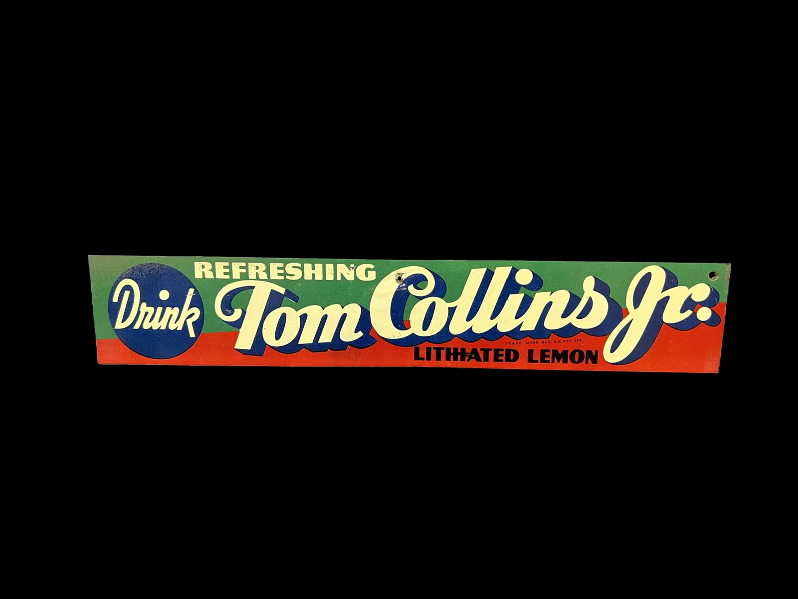 Tom Collins Jr Lithiated lemon tin metal soda sign (1 of 1)