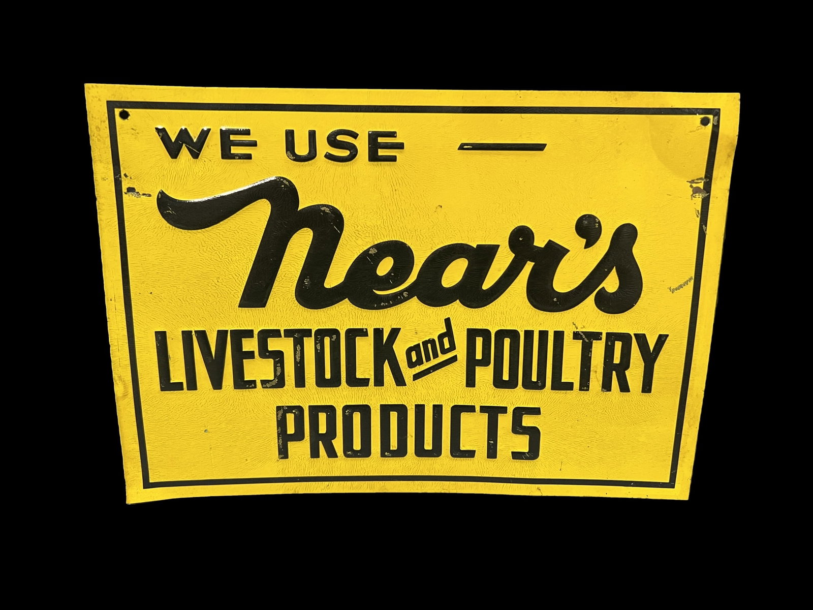 Mears livestock and poultry farming tin metal sign: Great as an outdoor hanger or country store. 14" H x 10" W.