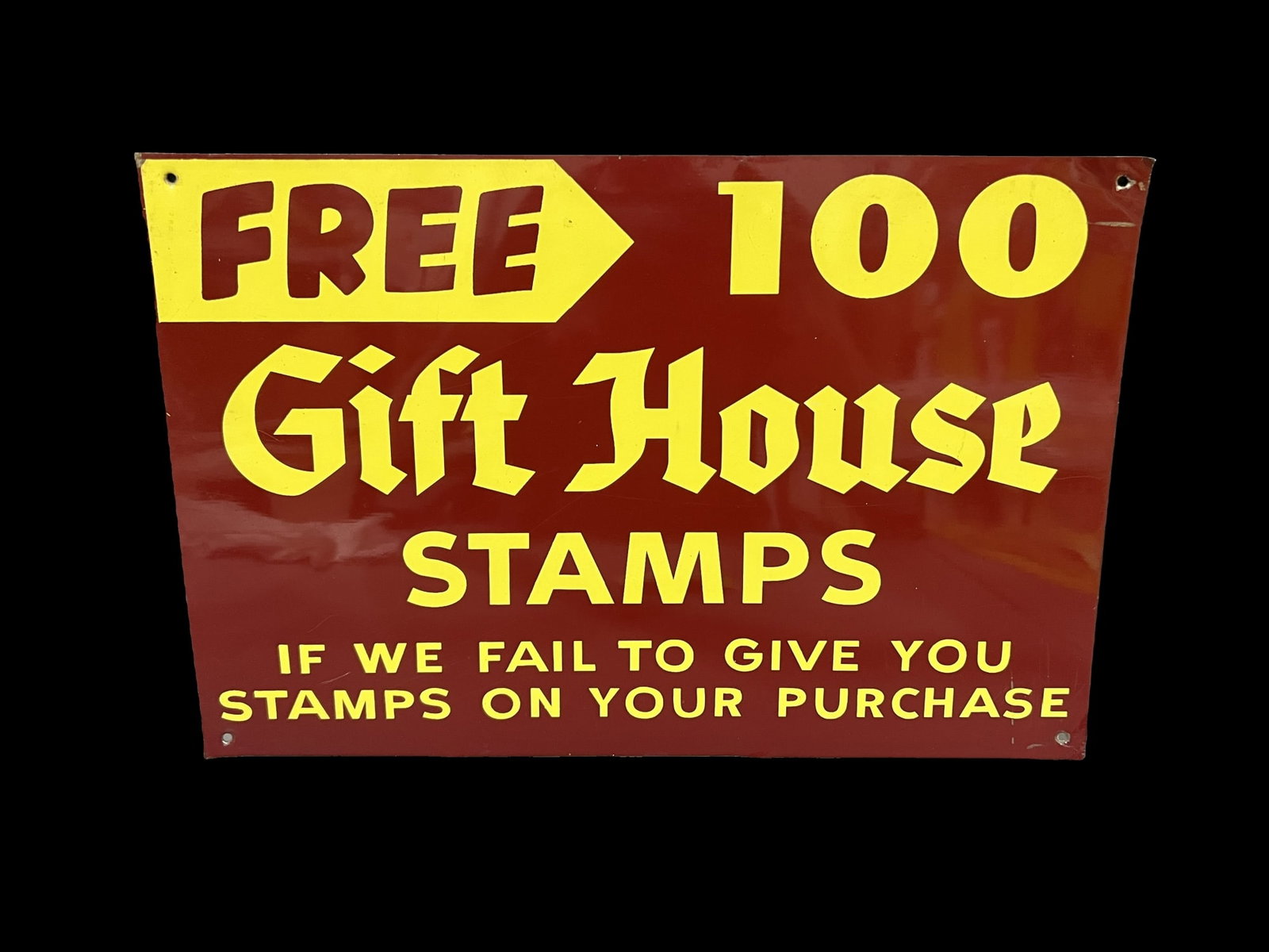 Gift house stamps tin metal sign: Nice colors, good sign. 17" H x 17" W.