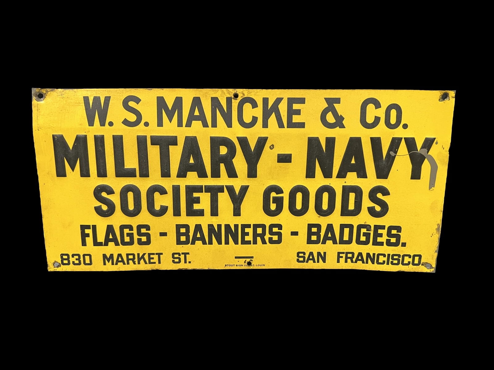 Mancke & Co Military Navy flags banners badges tin metal sign: Stout made, unique sign. 19" H x 6" W.