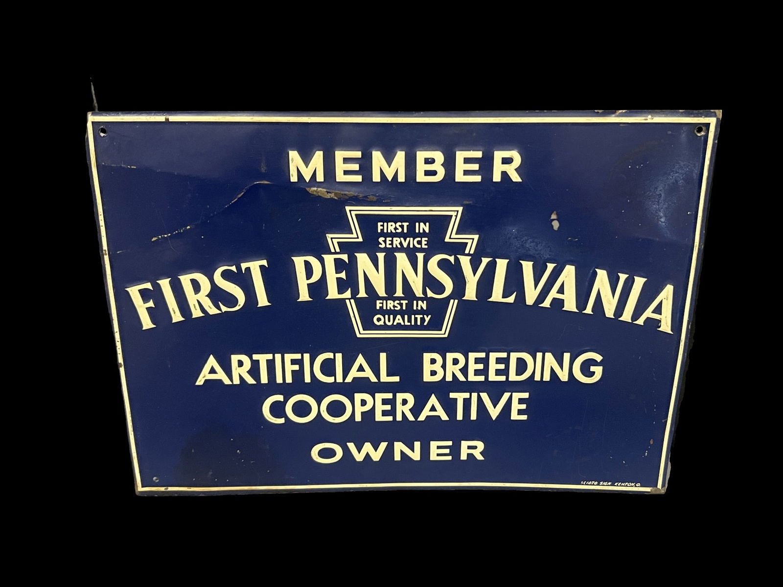 Member first Pennsylvania breeding coop farming tin metal sign (1 of 1)