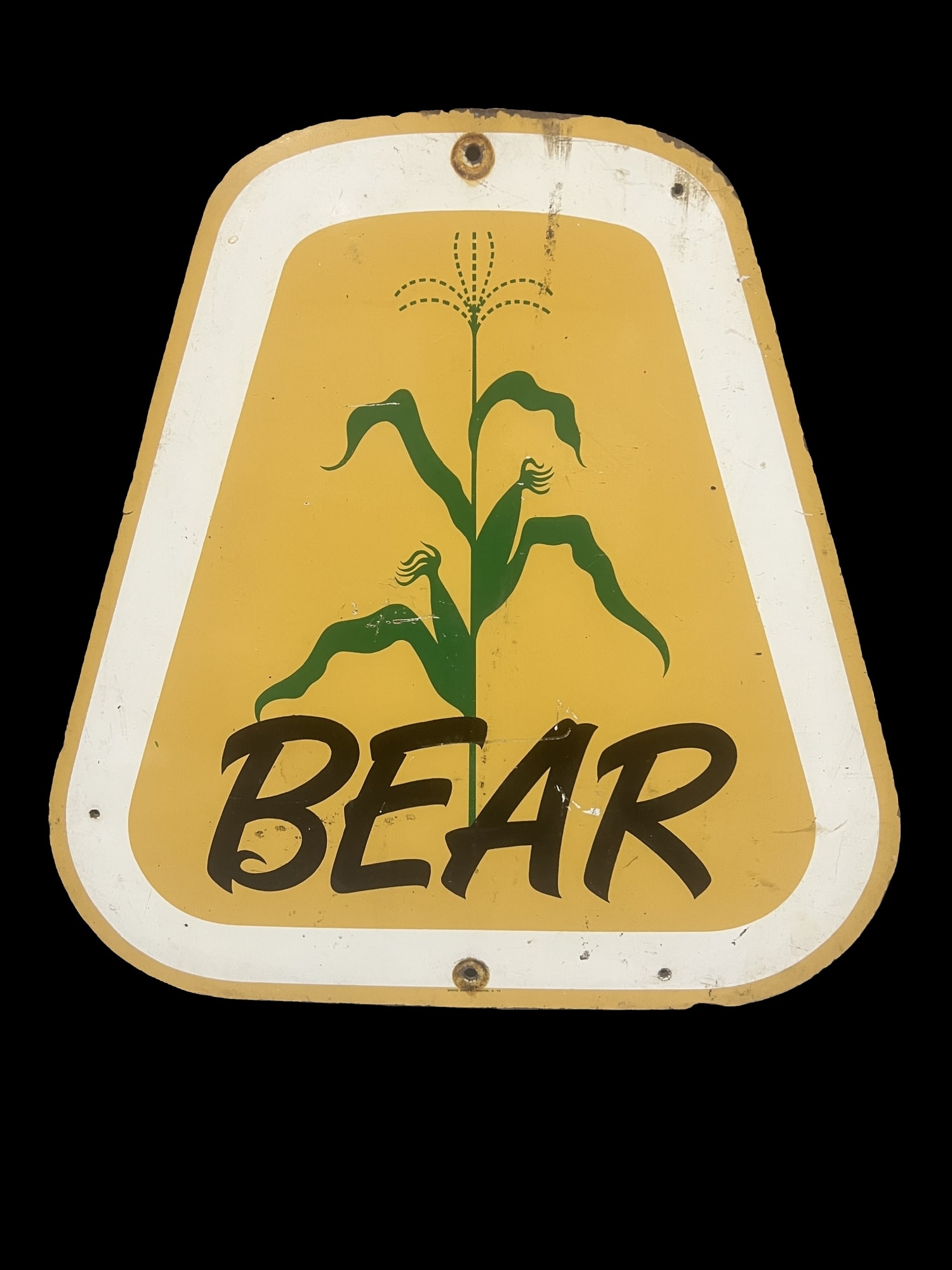 Bear farming pressboard sign: Great as an outdoor hanger or country store. 20" H x 20" W.