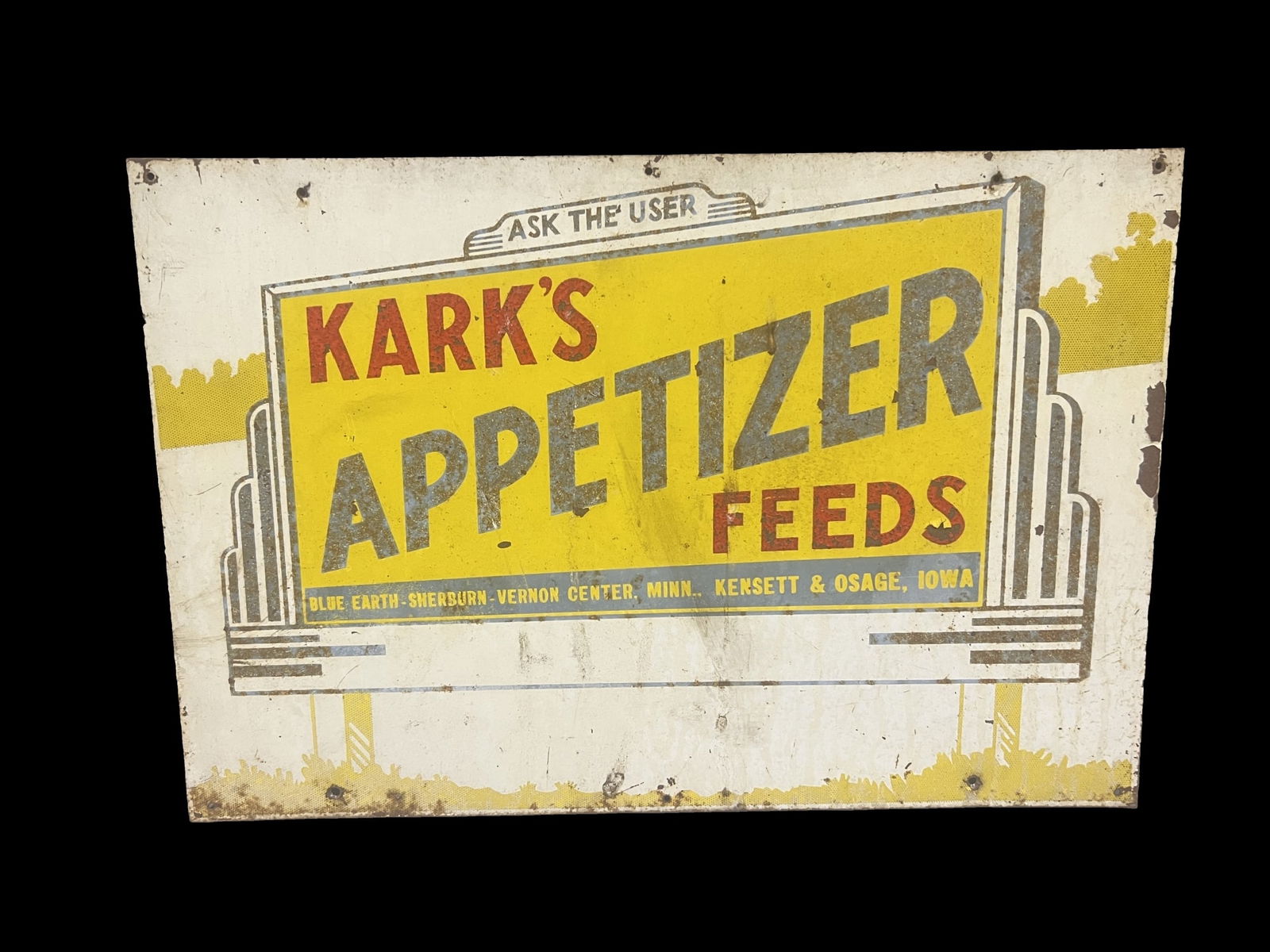 Kark's appetizer feed tin metal farming sign (1 of 1)