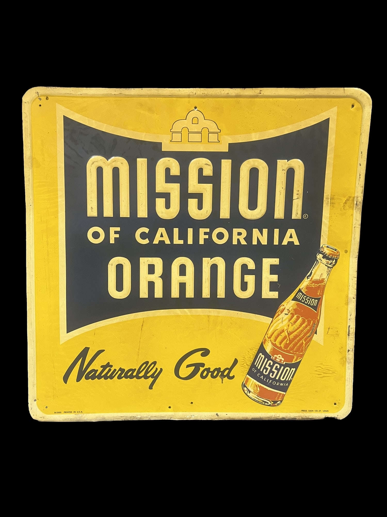 Mission orange of California tin metal soda sign (1 of 1)