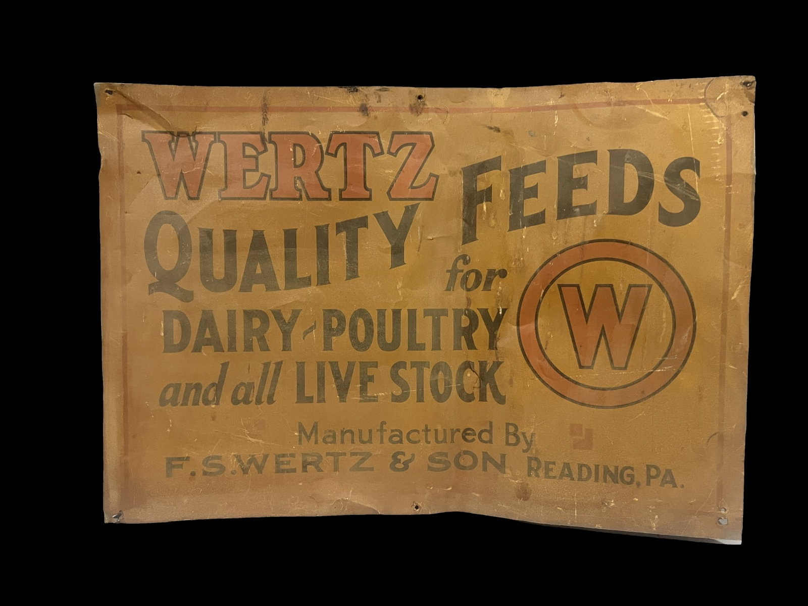 Wertz Quality feeds dairy poultry farming tin metal sign (1 of 1)