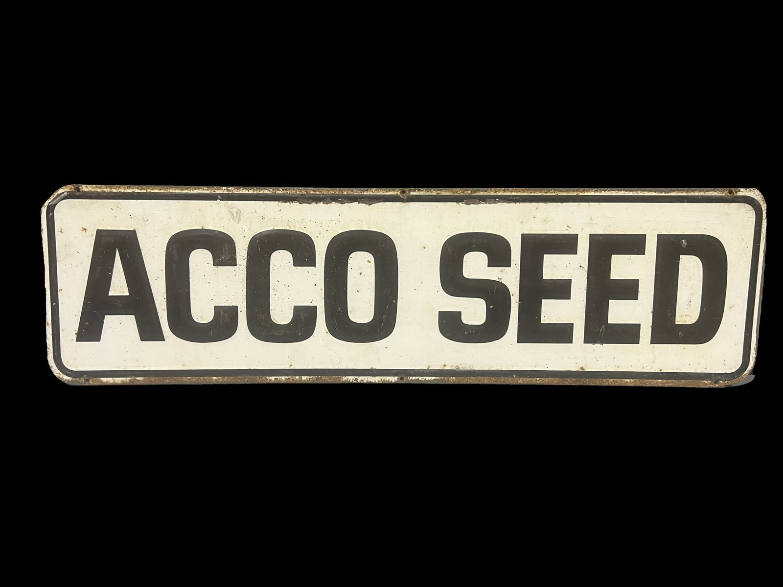 Acco Seed metal farming sign: Great as an outdoor hanger or country store. 36" H x 10" W.