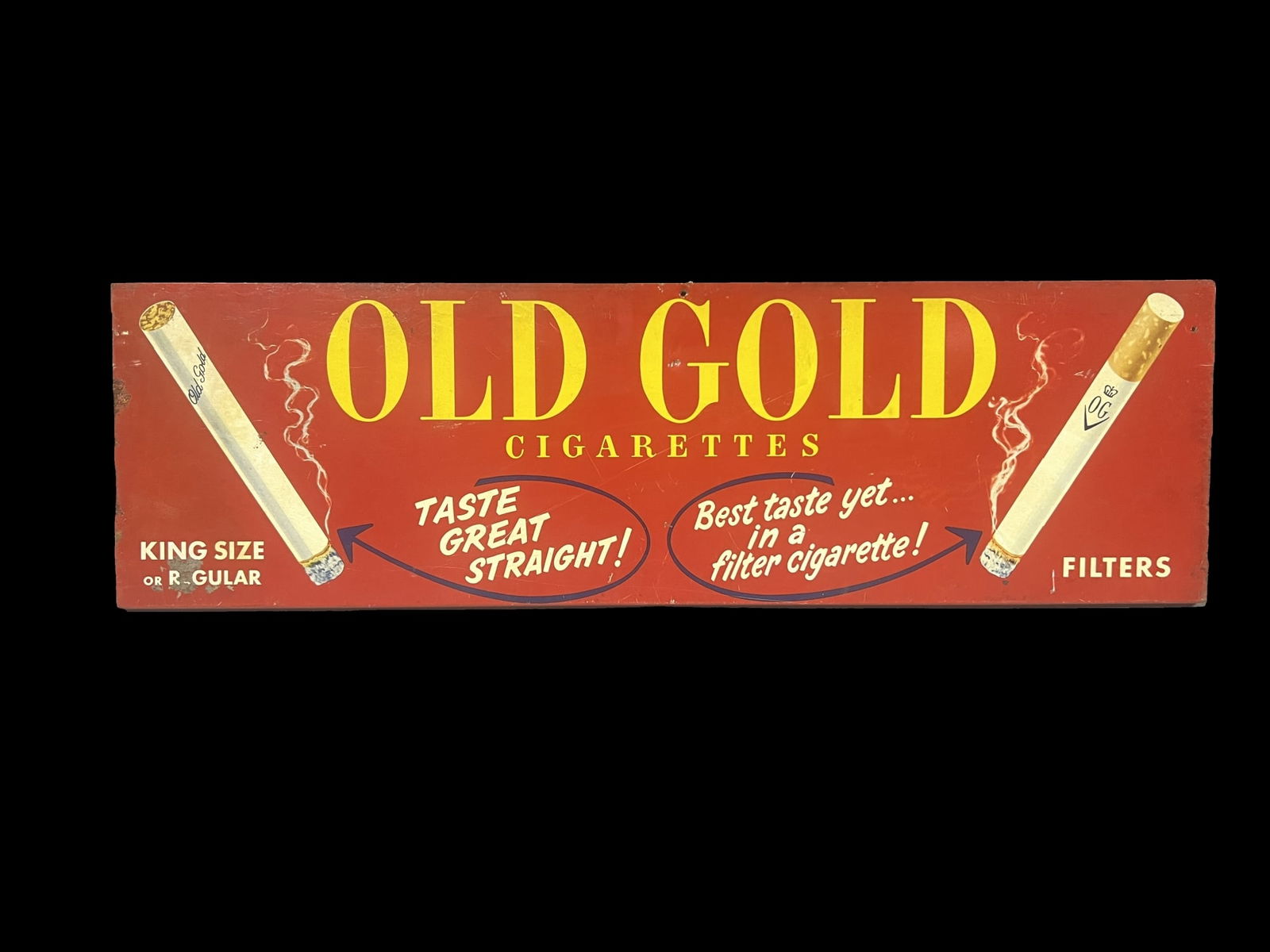 Old gold cigarettes tobacco tin metal topper sign (1 of 1)