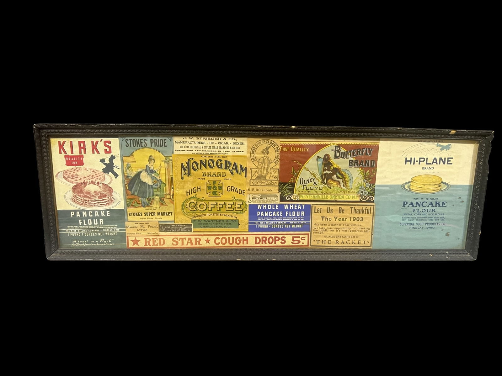 Framed labels Monogram Coffee Kirks pancake Stokes Pride Red star labels sign (1 of 1)