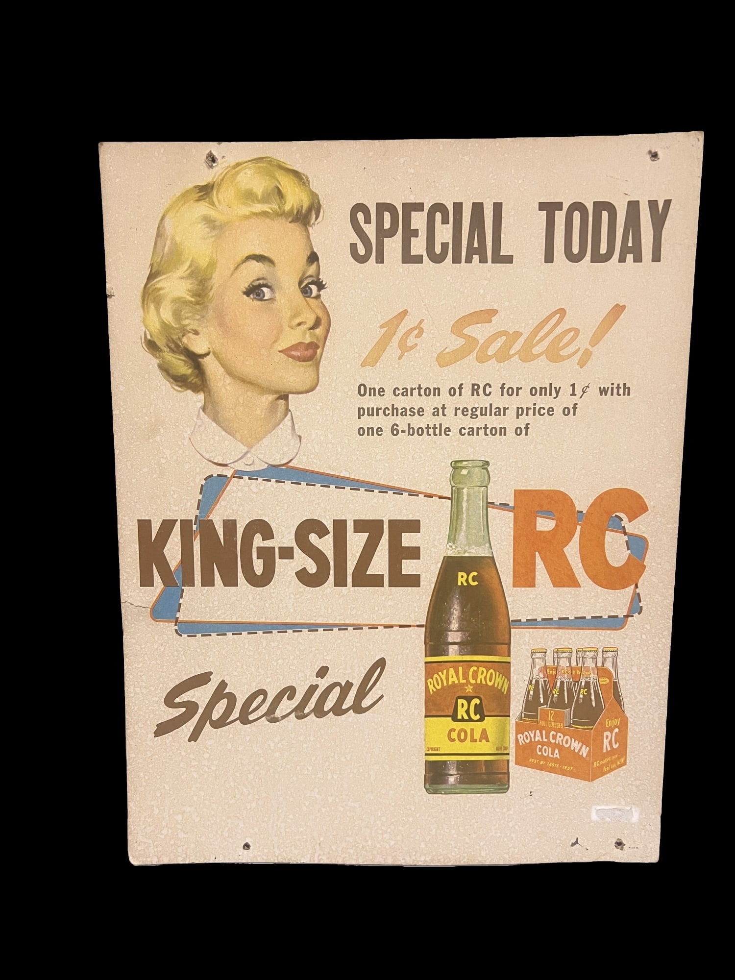 Royal Crown RC Cola cardboard King Size sign (1 of 1)