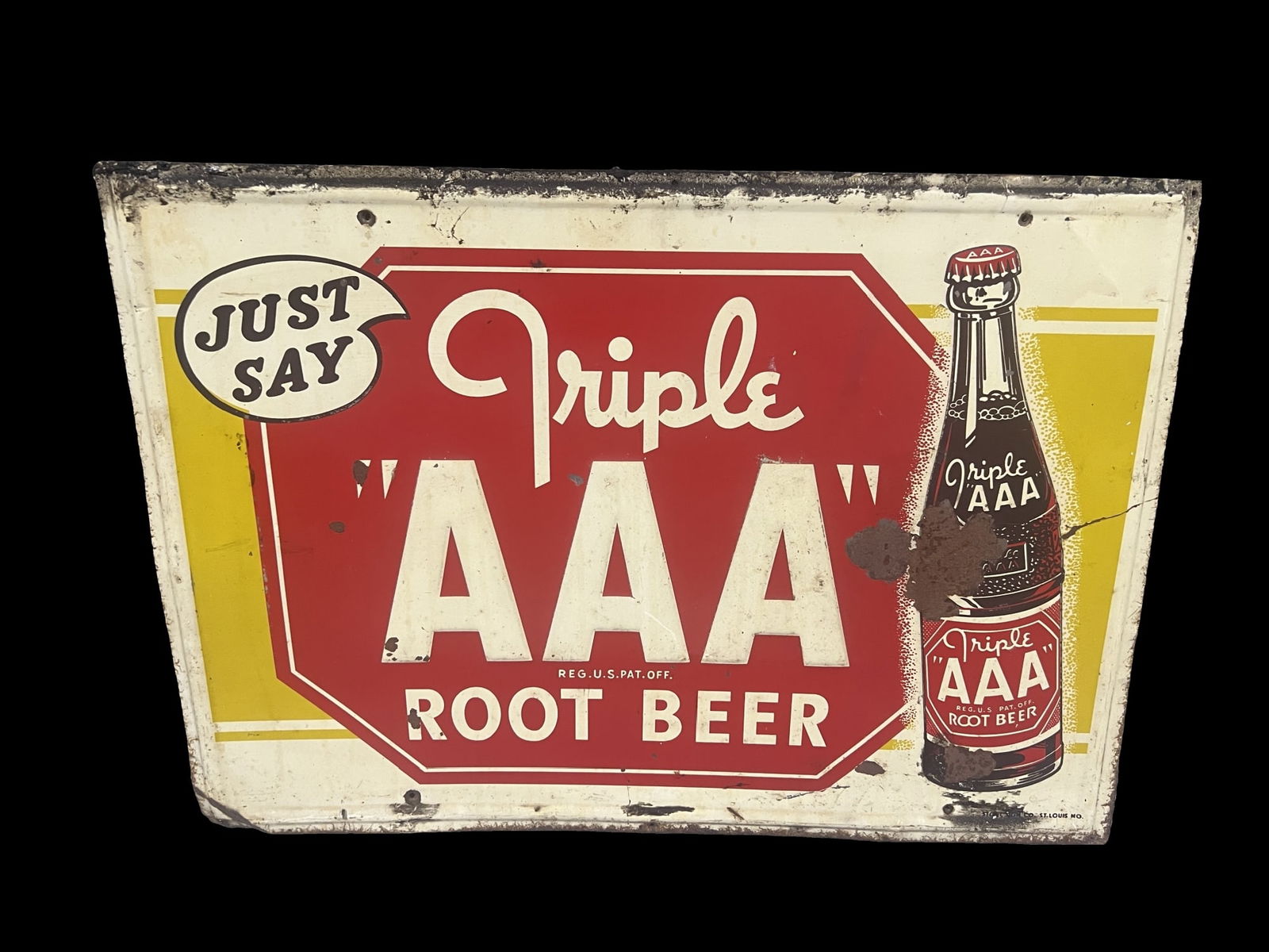 Triple AAA Root beer tin metal soda sign (1 of 1)