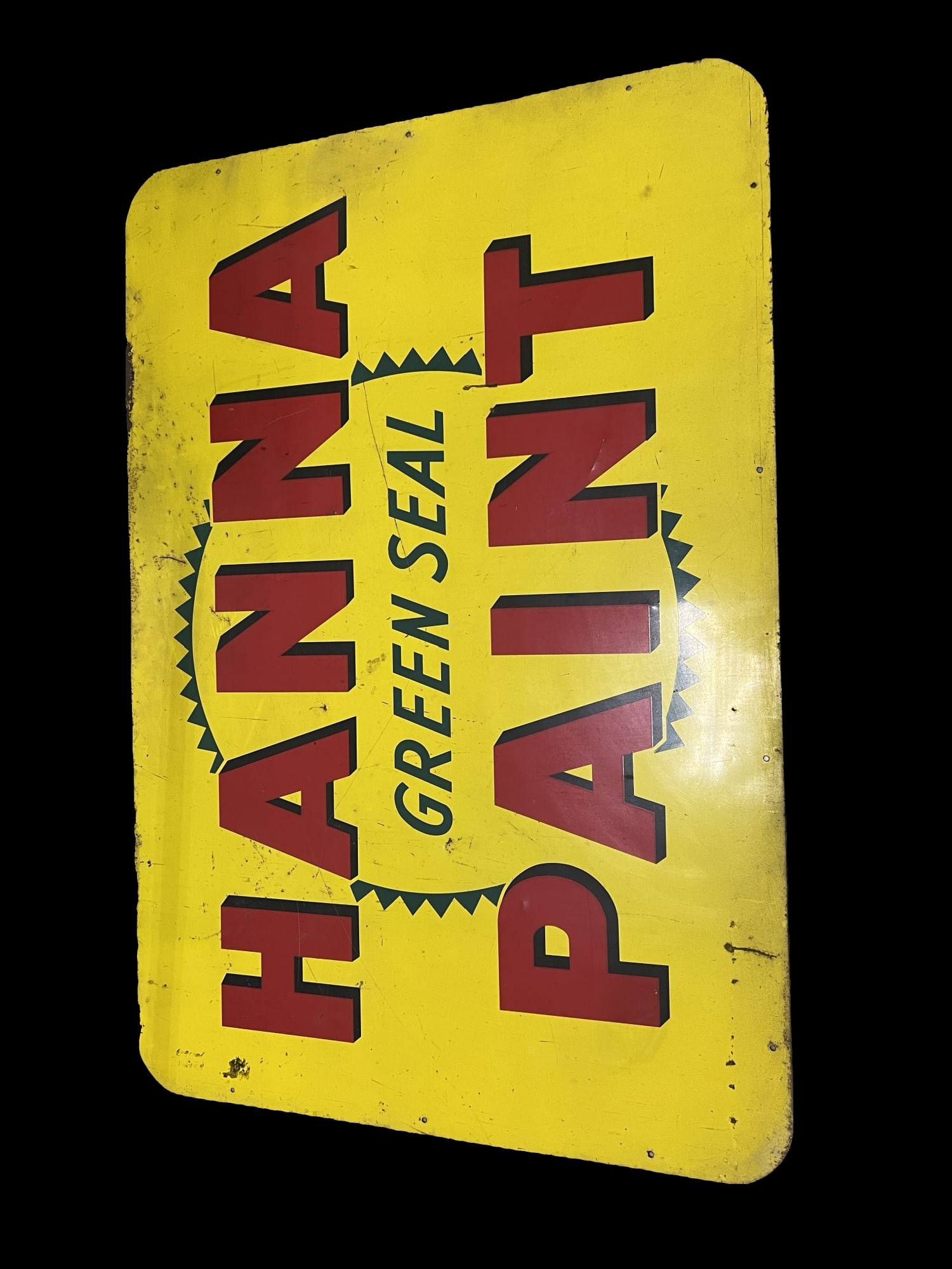 Huge Hanna paint green seal tin metal sign (1 of 1)