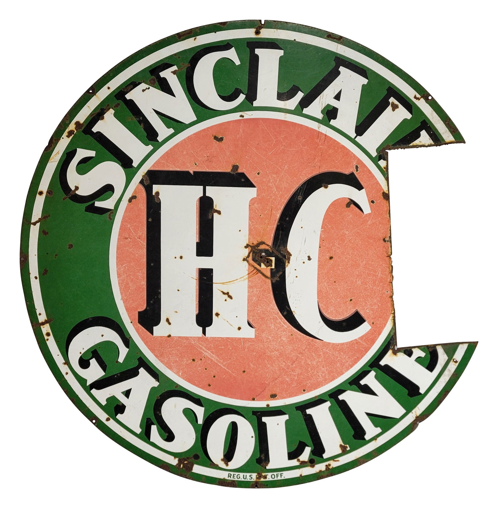 72" Sinclair H-C Gasoline DSP Dealer Sign - Cut (1 of 2)