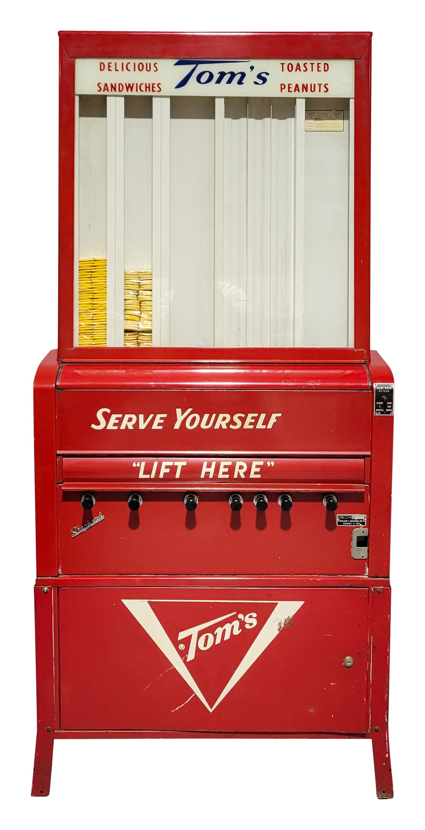 Tom's Delicious Sandwiches, Toasted Peanuts Coin Operated Vending Machine (1 of 3)