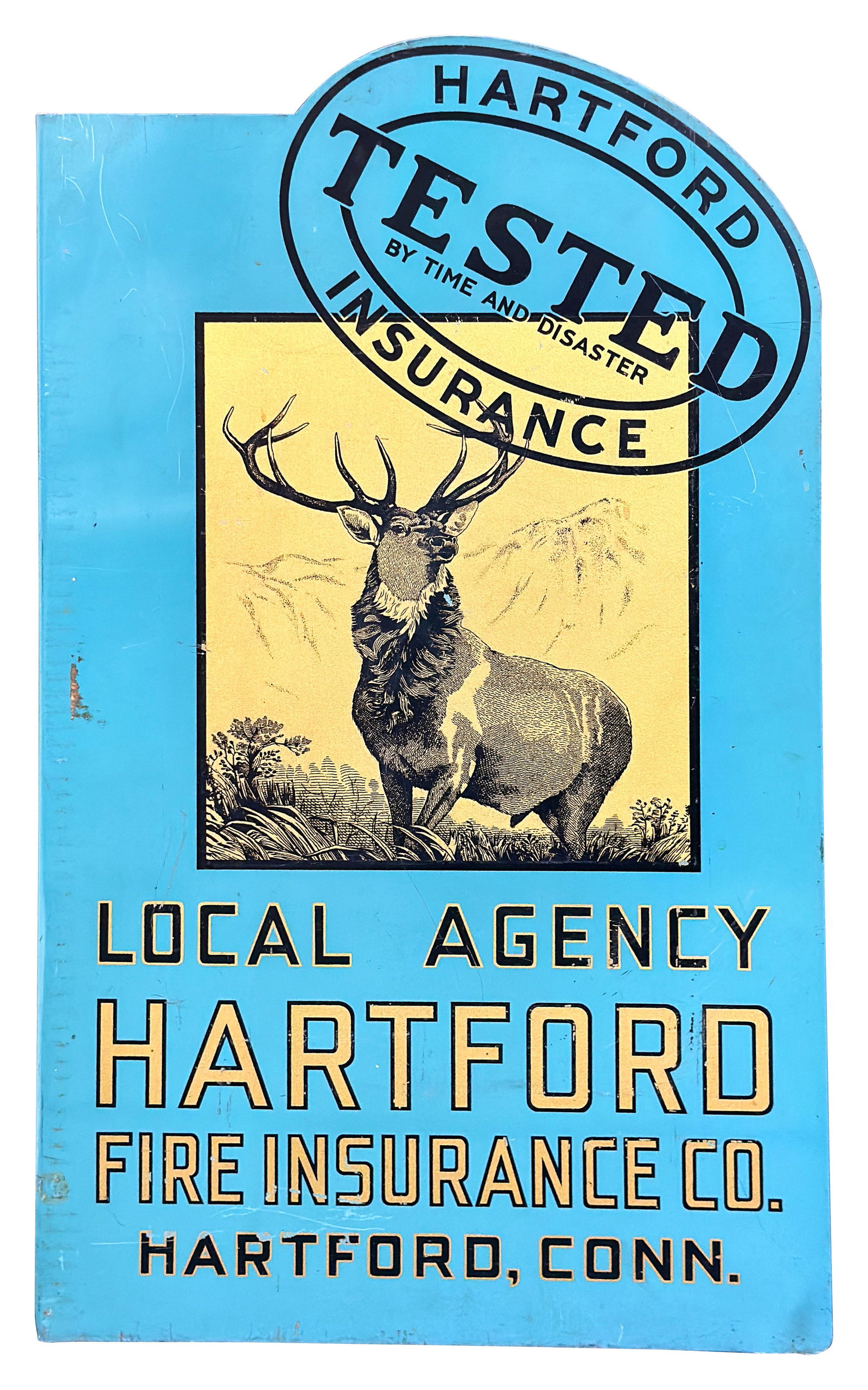 Hartford Fire Insurance DST Flange Sign w/ Deer Graphic (1 of 4)