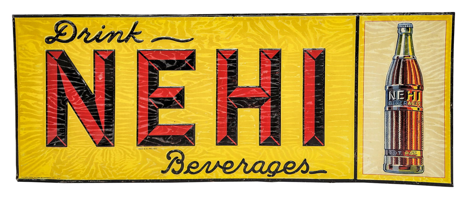 Drink Nehi Beverages Embossed SST Sign w/ Bottle (1 of 2)
