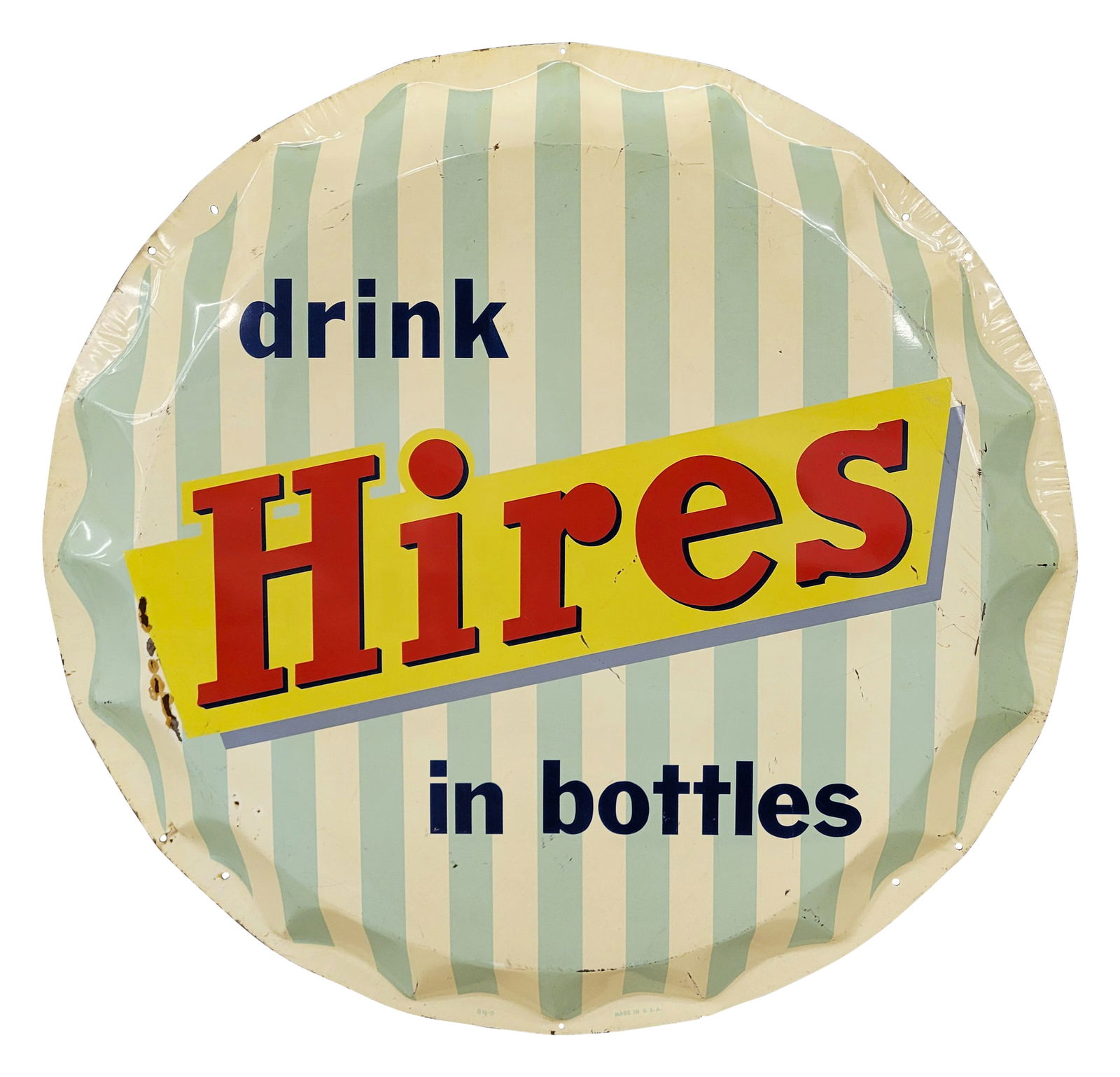 Drink Hires in Bottles 35" SST Convex Root Beer Bottlecap Sign (1 of 2)