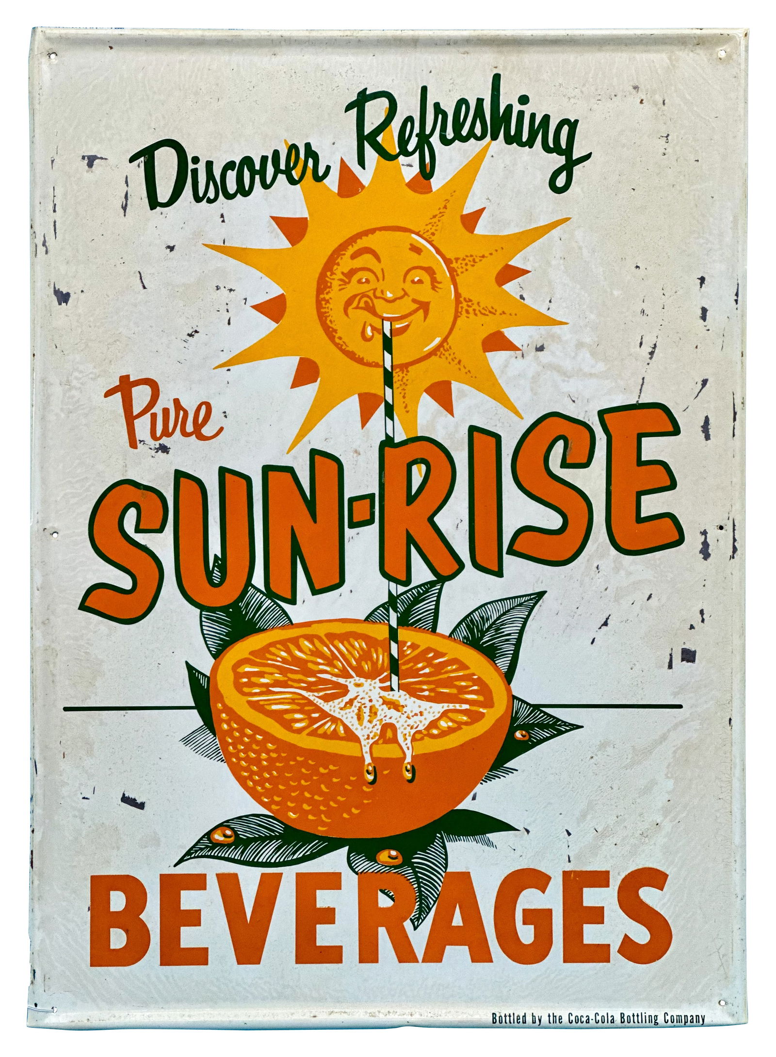 Pure Sun-Rise Beverages Coca Cola SST Sign w/ Sun & Orange (1 of 2)