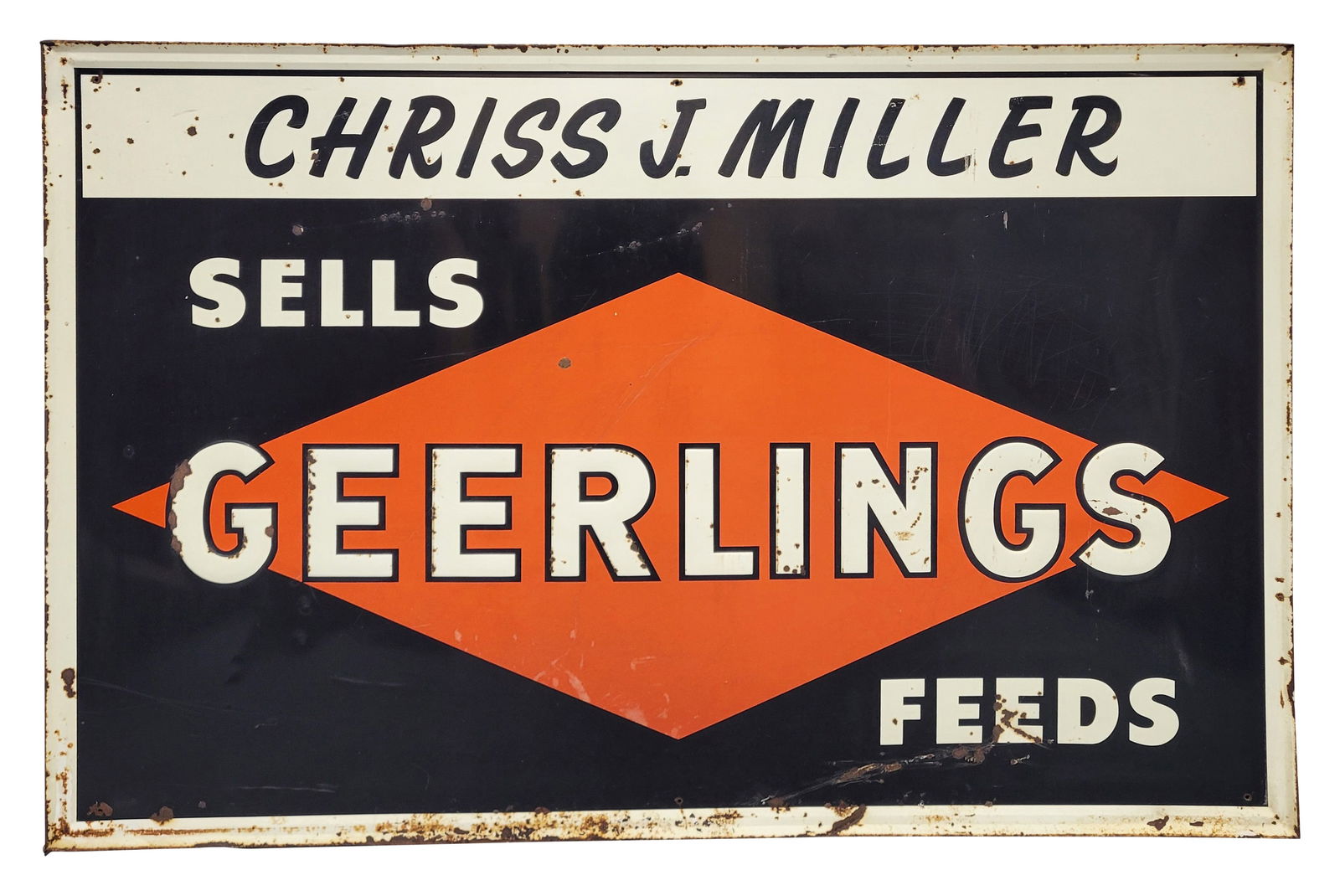 Geerling's Feeds Embossed SST Sign Chriss J, Miller (1 of 2)