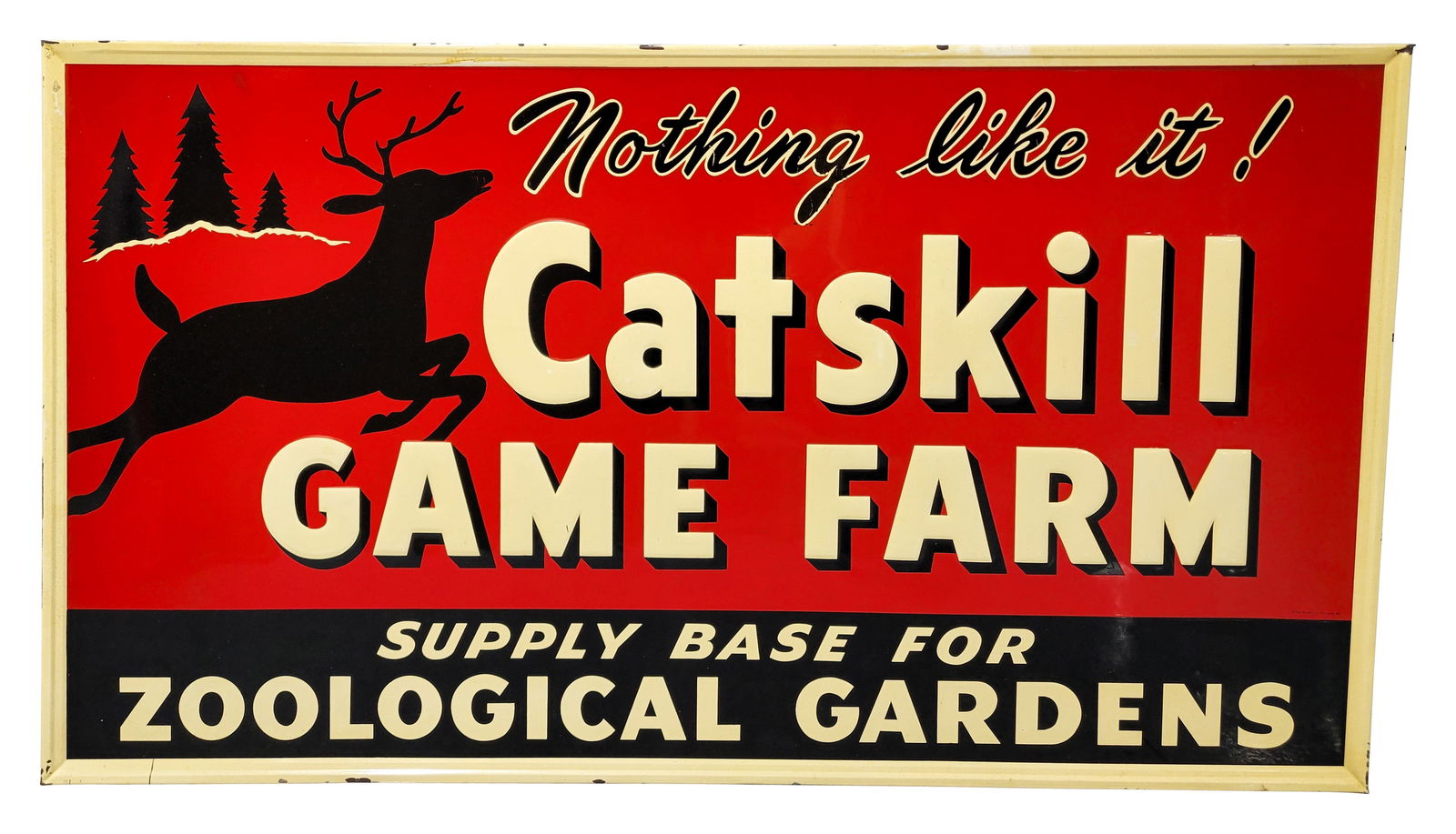 Catskill Game Farm Embossed SST Sign w/ Deer (1 of 3)