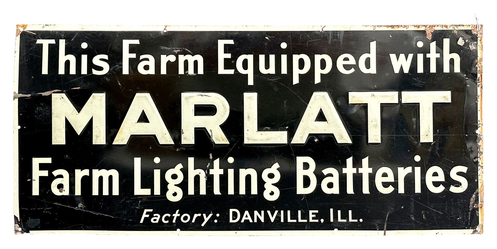 Marlatt Farm Lighting Batteries Danville Illinois Embossed SST Sign (1 of 2)