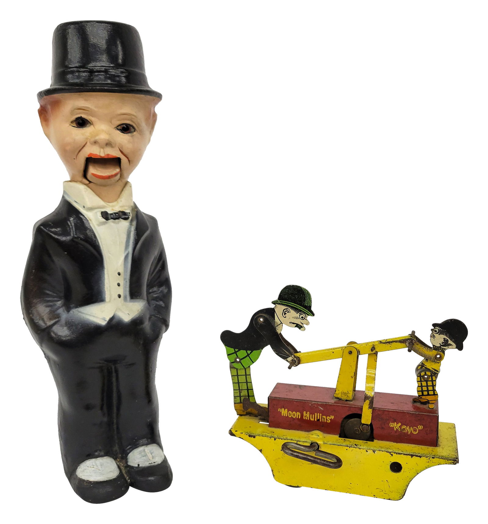 Marx Moon Mullins and Kay Windup Handcar with Charlie McCarthy Doll (1 of 6)