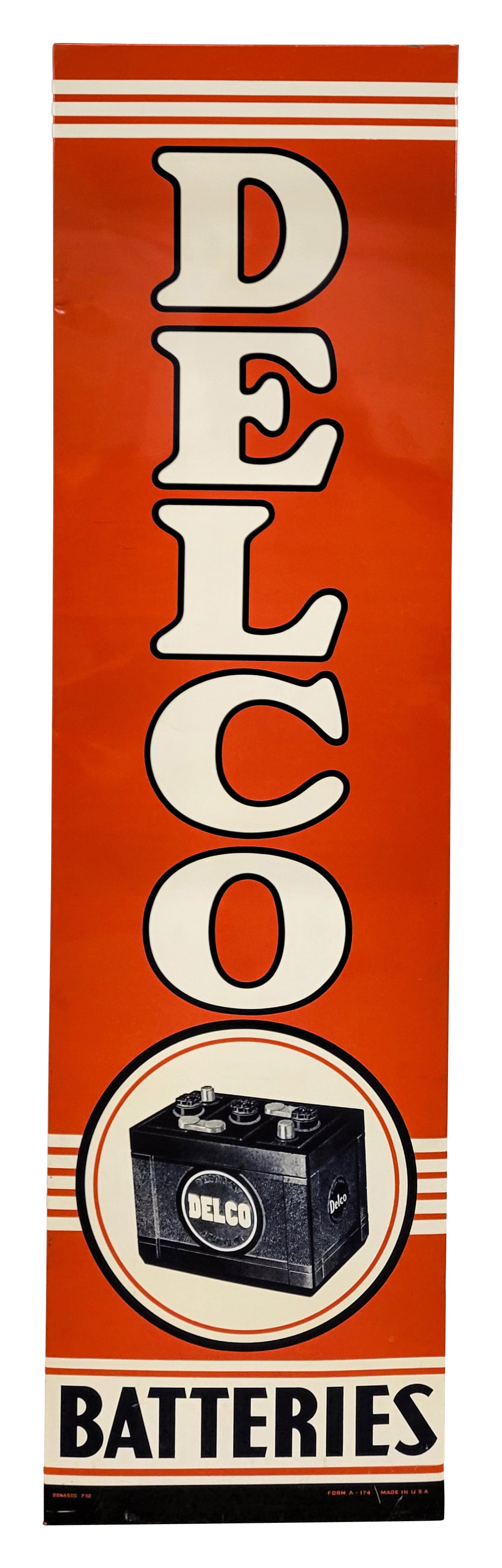 1952 Delco Batteries Vertical SST Sign (1 of 2)