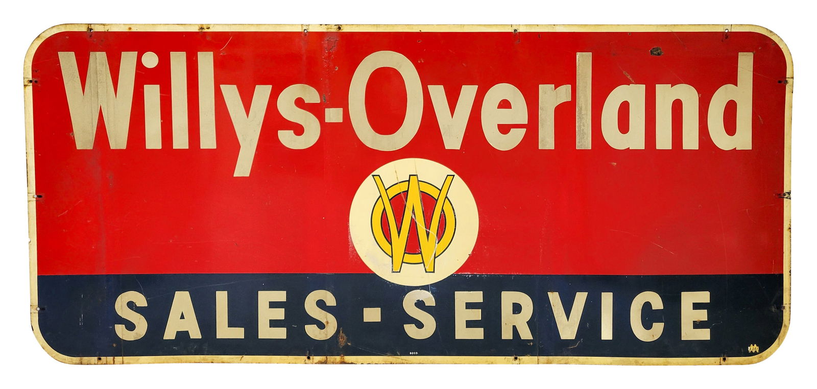 Willys Overland Sales & Service DST Sign w/ Logo (1 of 4)