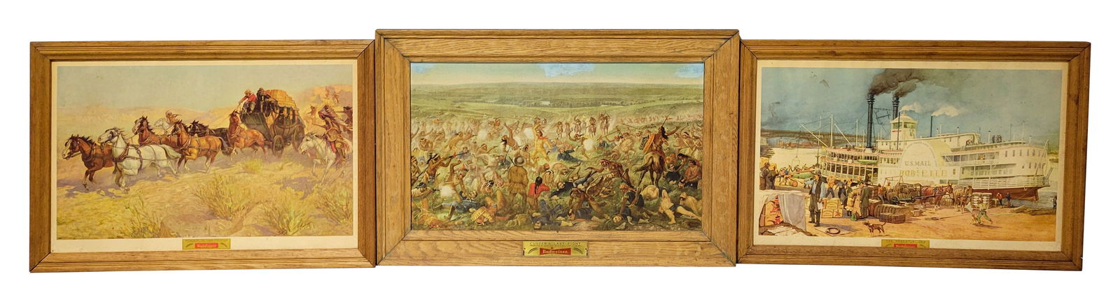 Lot of 3 Framed Budweisier Cardboard Signs (1 of 5)