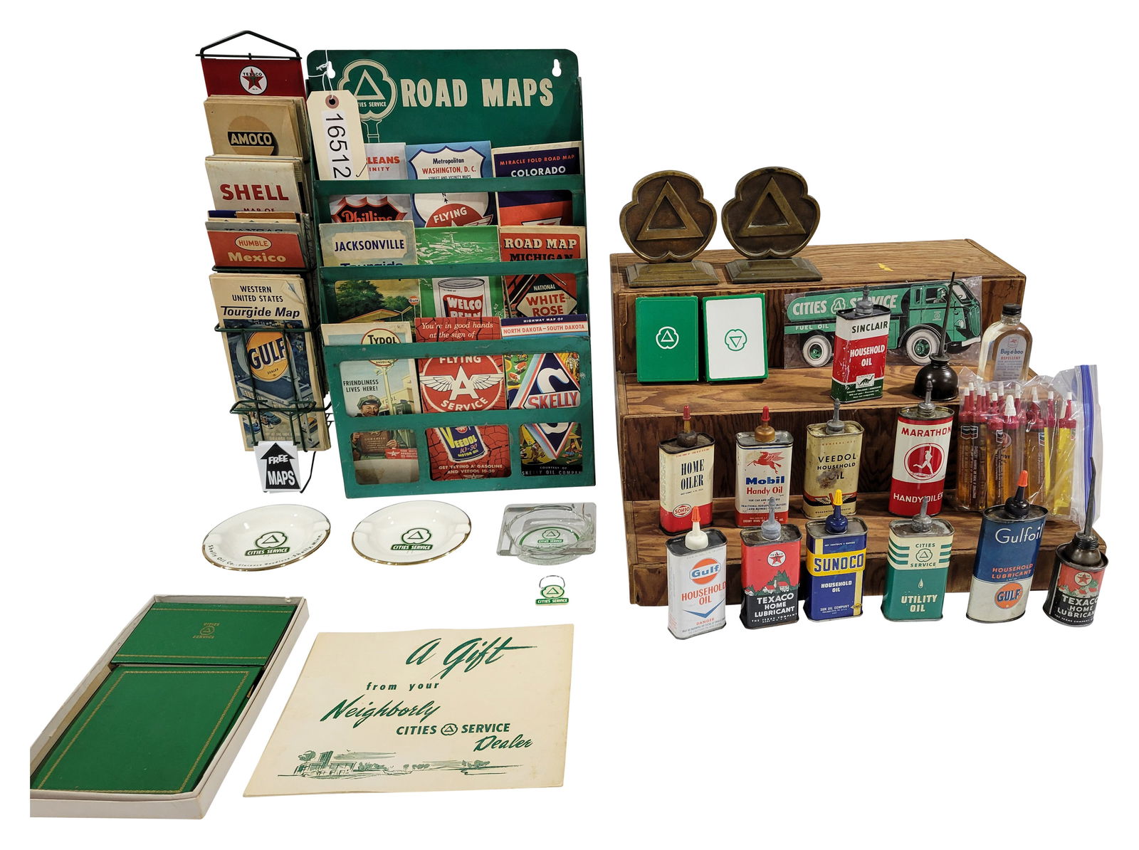 Cities Service and Texaco Road Map Racks with Small Oil Can Collection (1 of 4)