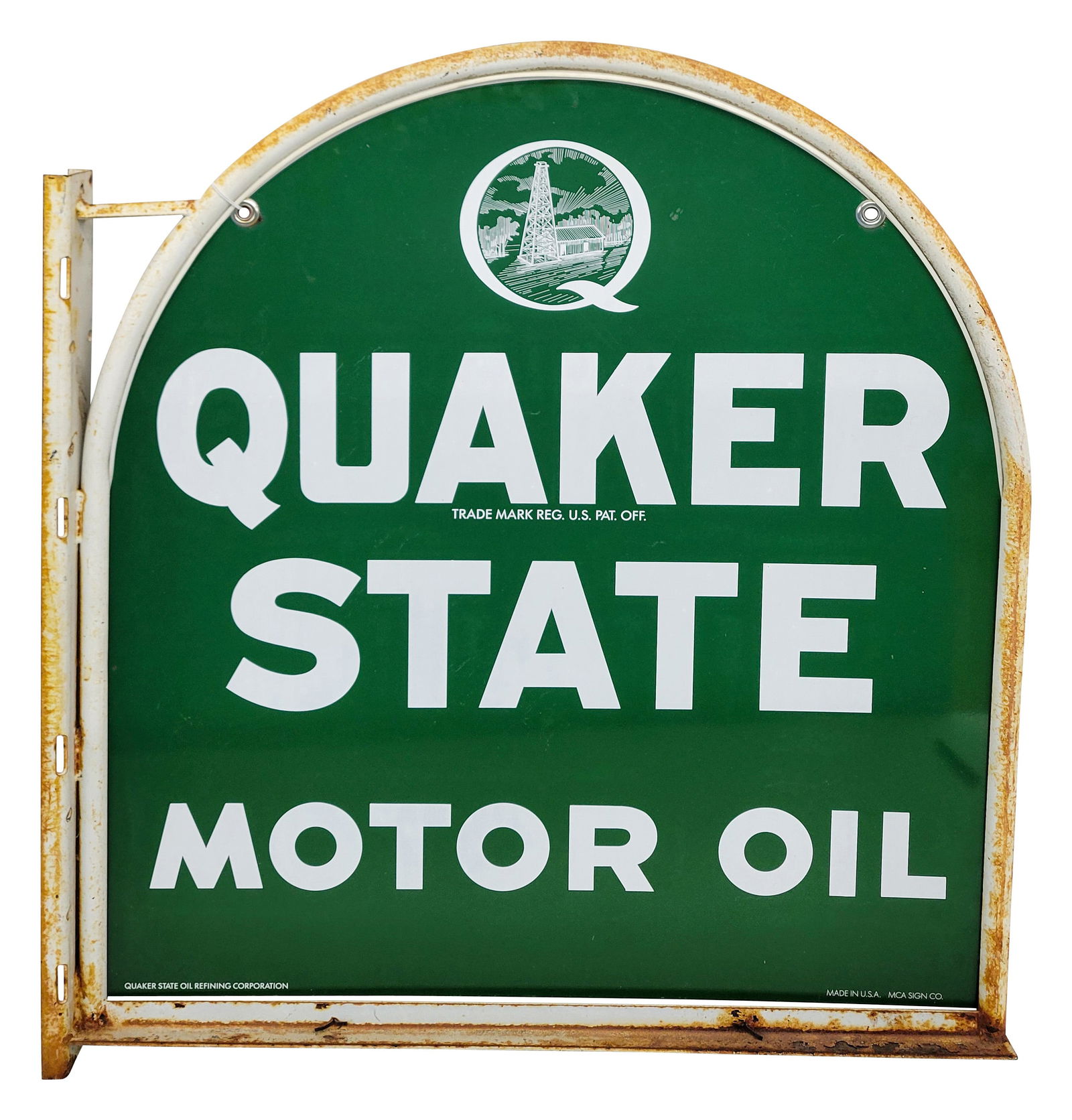 Quaker State Motor Oil DST Tombstone Sign w/ Frame (1 of 2)