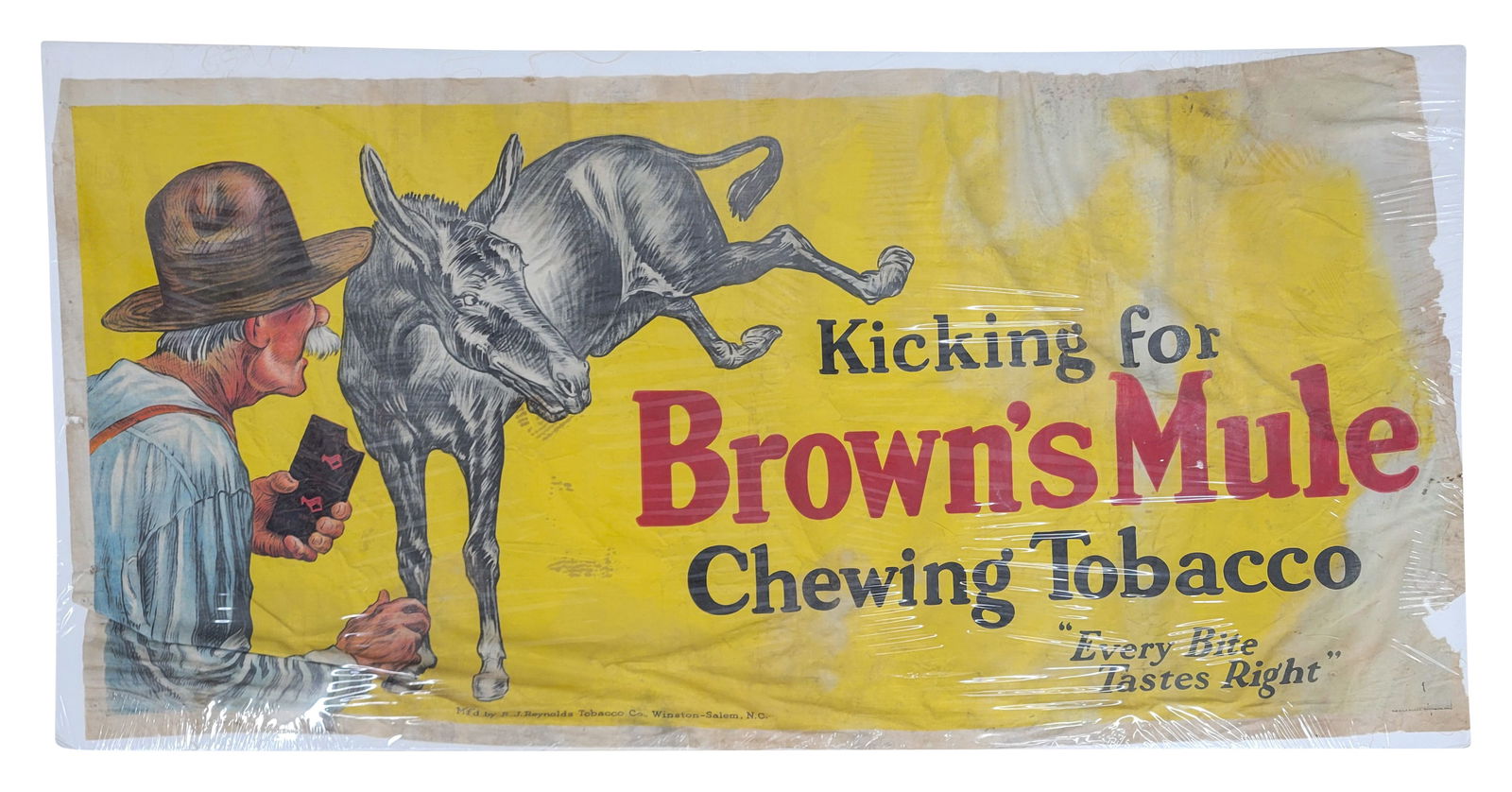 Brown's Mule Chewing Tobacco "Every Bite Tastes Right" RJ Reynolds Canvas Banner (1 of 2)