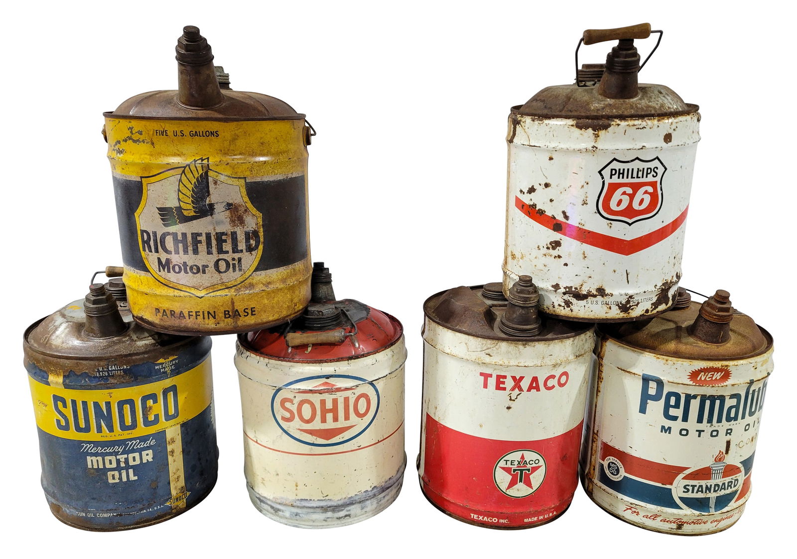 Texaco, Sunoco, Phillips 66, Richfield, Sohio and Standard Oil Cans (1 of 2)