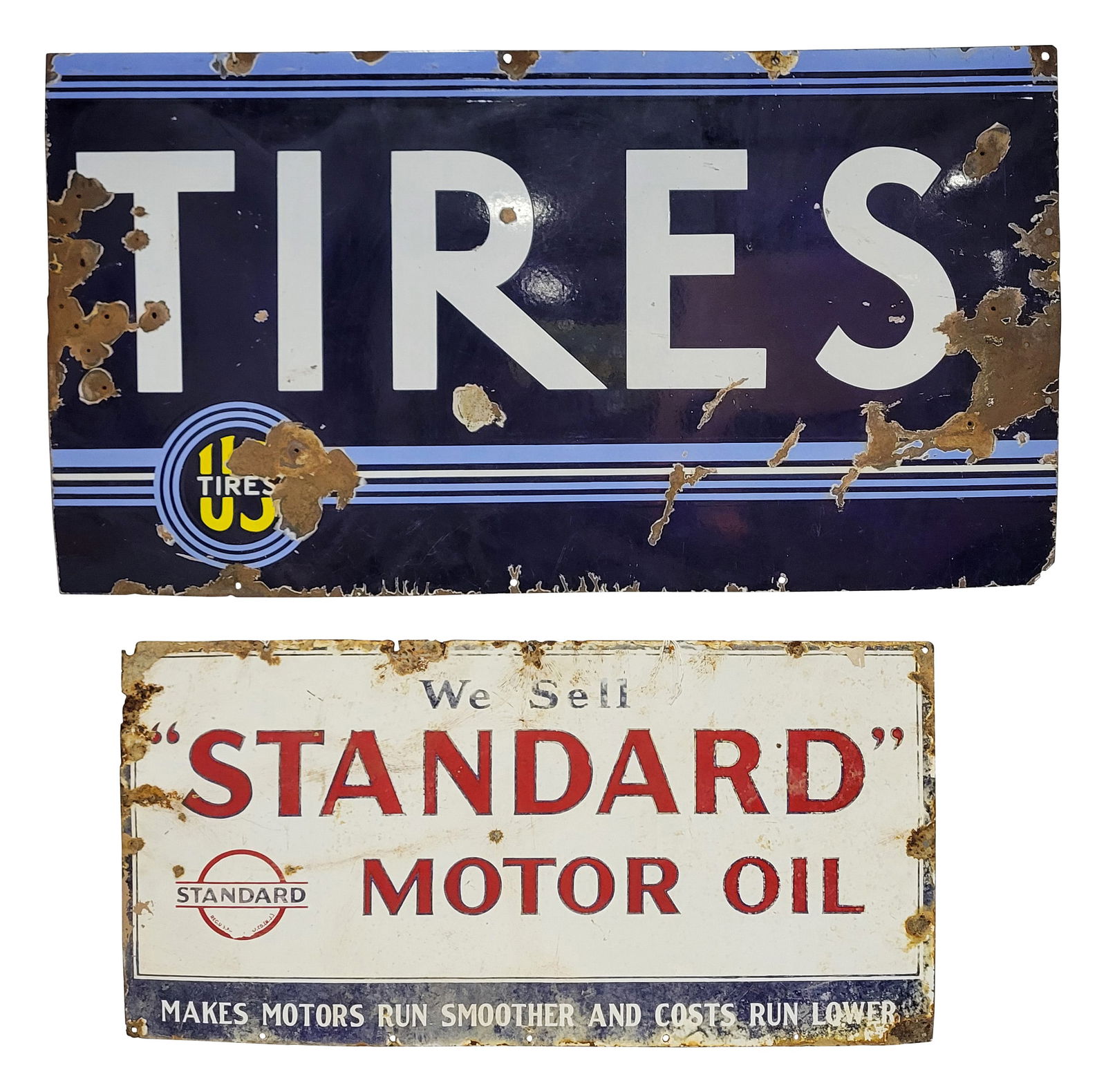 Standard Motor Oil and US Tires Porcelain Signs (1 of 2)