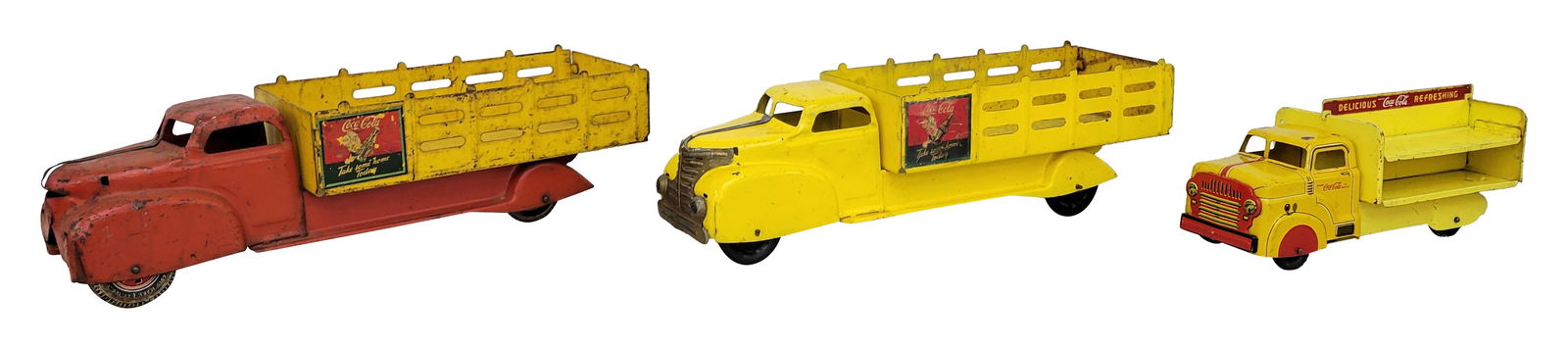3 Coca Cola Marx pressed steel toy trucks (1 of 2)