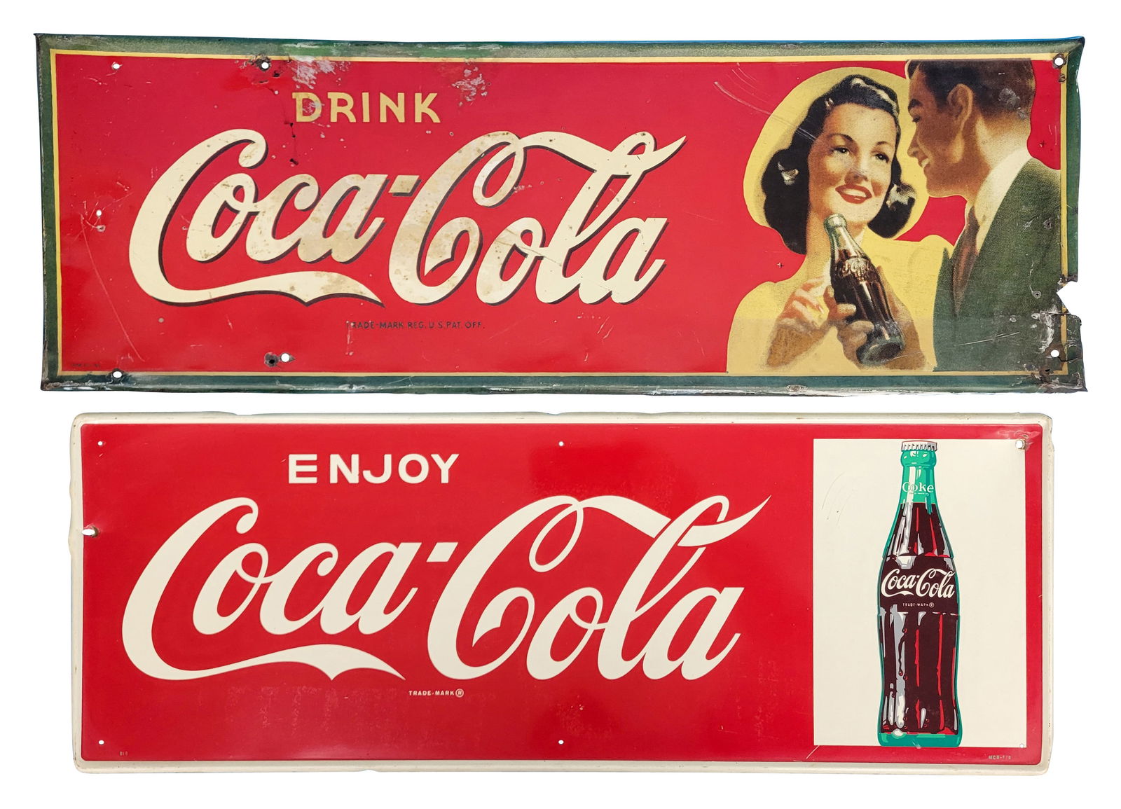 Lot of 2 Coca Cola SST Signs Drink & Enjoy (1 of 2)
