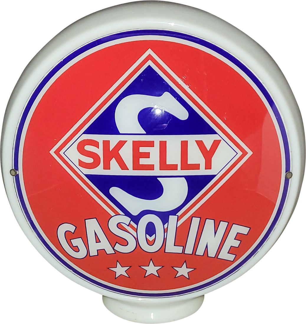 Skelly Gasoline 13.5" Single Lens w/ Milk Glass Gas Pump Globe Body (1 of 2)