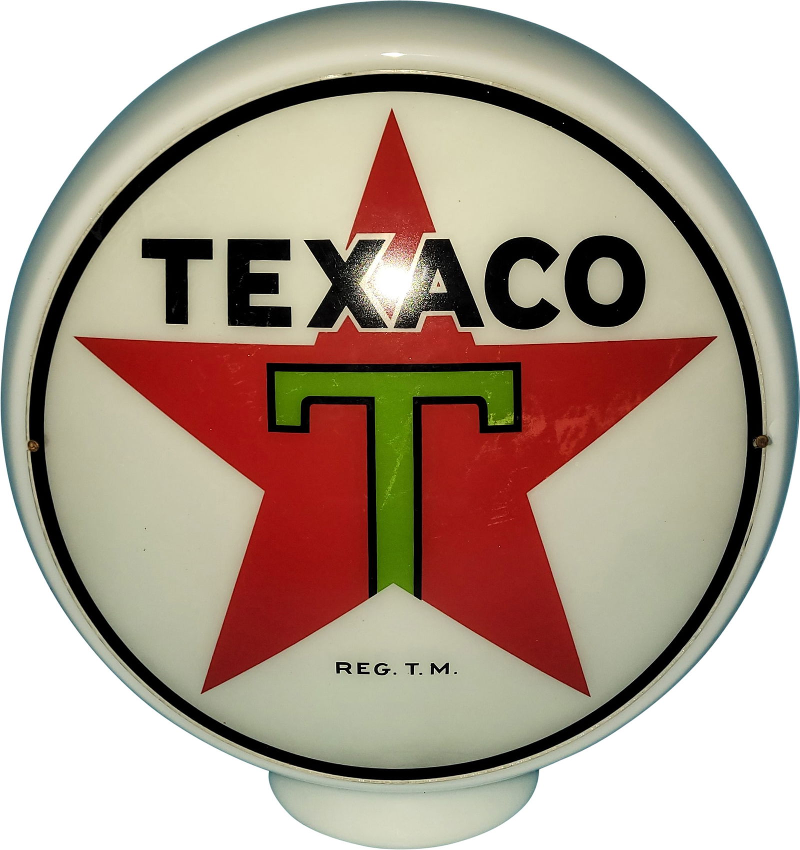 Texaco Gasoline 13.5" Single Lens w/ Milk Glass Gas Pump Globe (1 of 2)