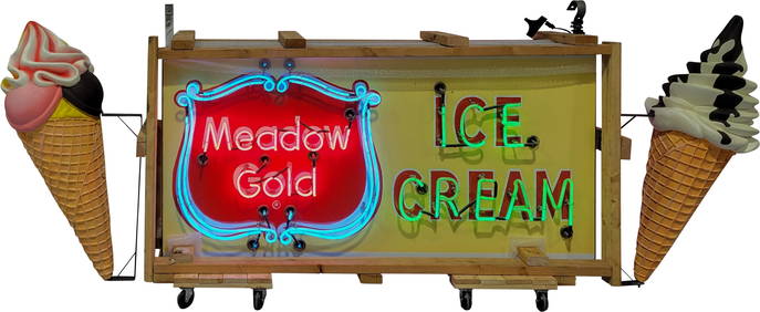 Meadow Gold Ice Cream Factory DSP Neon Sign w/ 3D Cones (1 of 7)