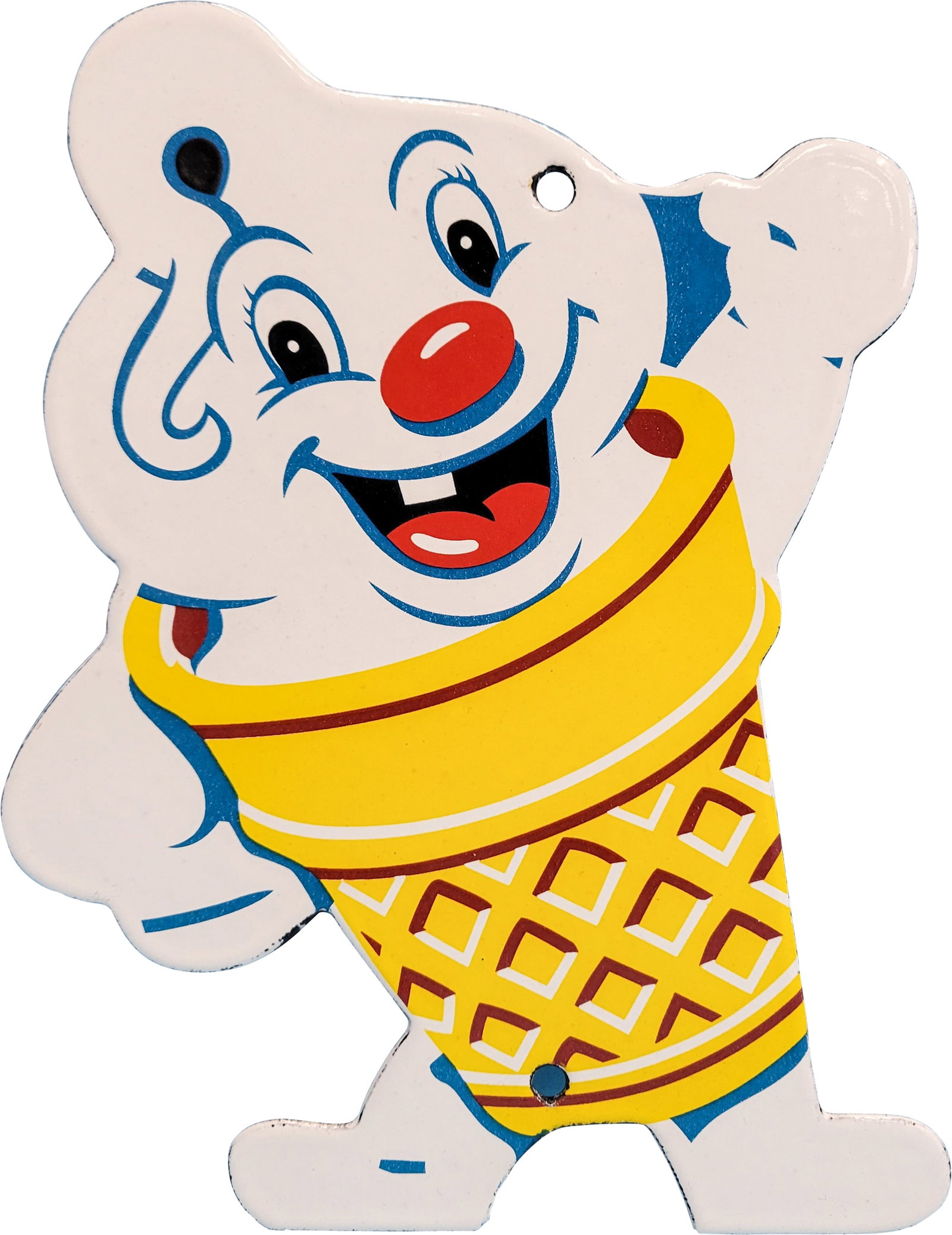 Fosters Ice Cream SSP Sign: 7" x 8" die-cut SSP ice cream sign is in excellent condition, featuring bright colors and a high-gloss finish. The age of this sign is UNKNOWN.