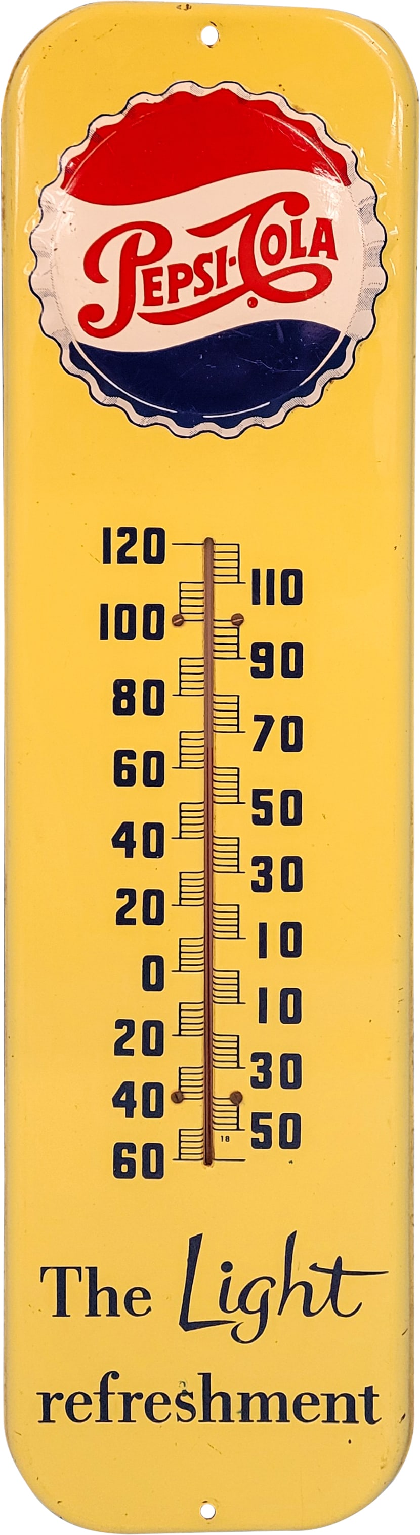 Pepsi Cola Embossed Thermometer With Bottle Cap (1 of 2)